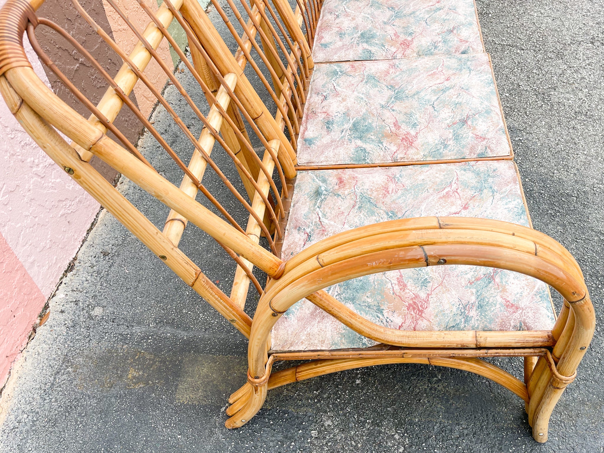 Old Florida Rattan Pretzel Sofa - Image 14