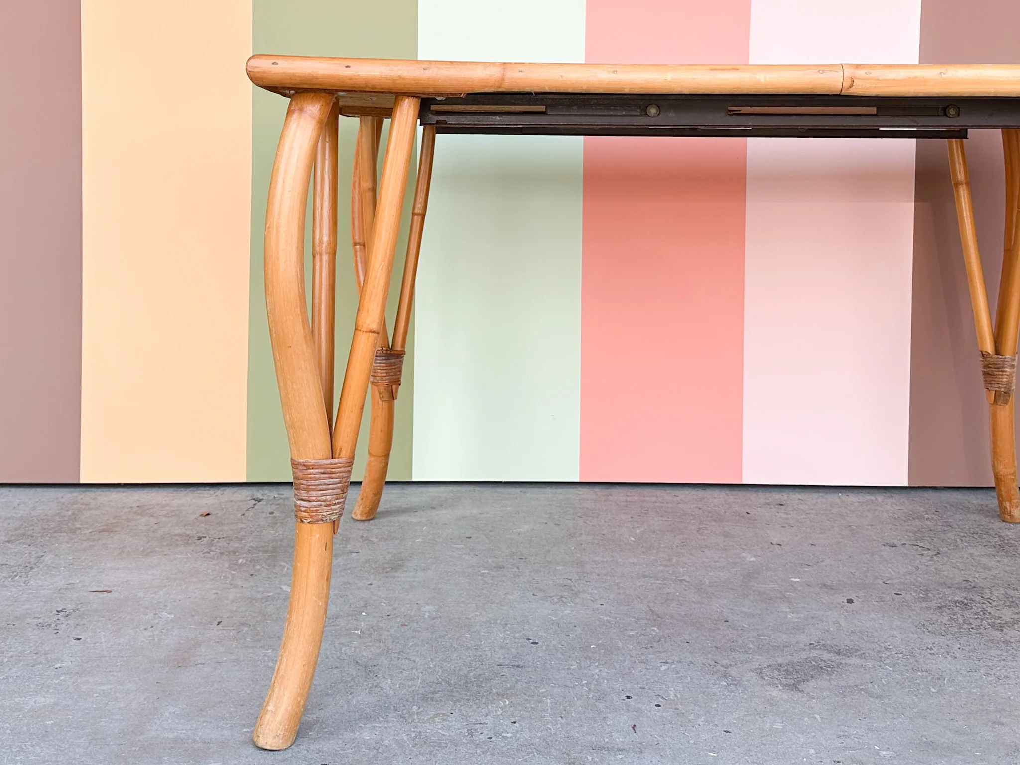 Old Florida Rattan Table with Leaf - Image 10