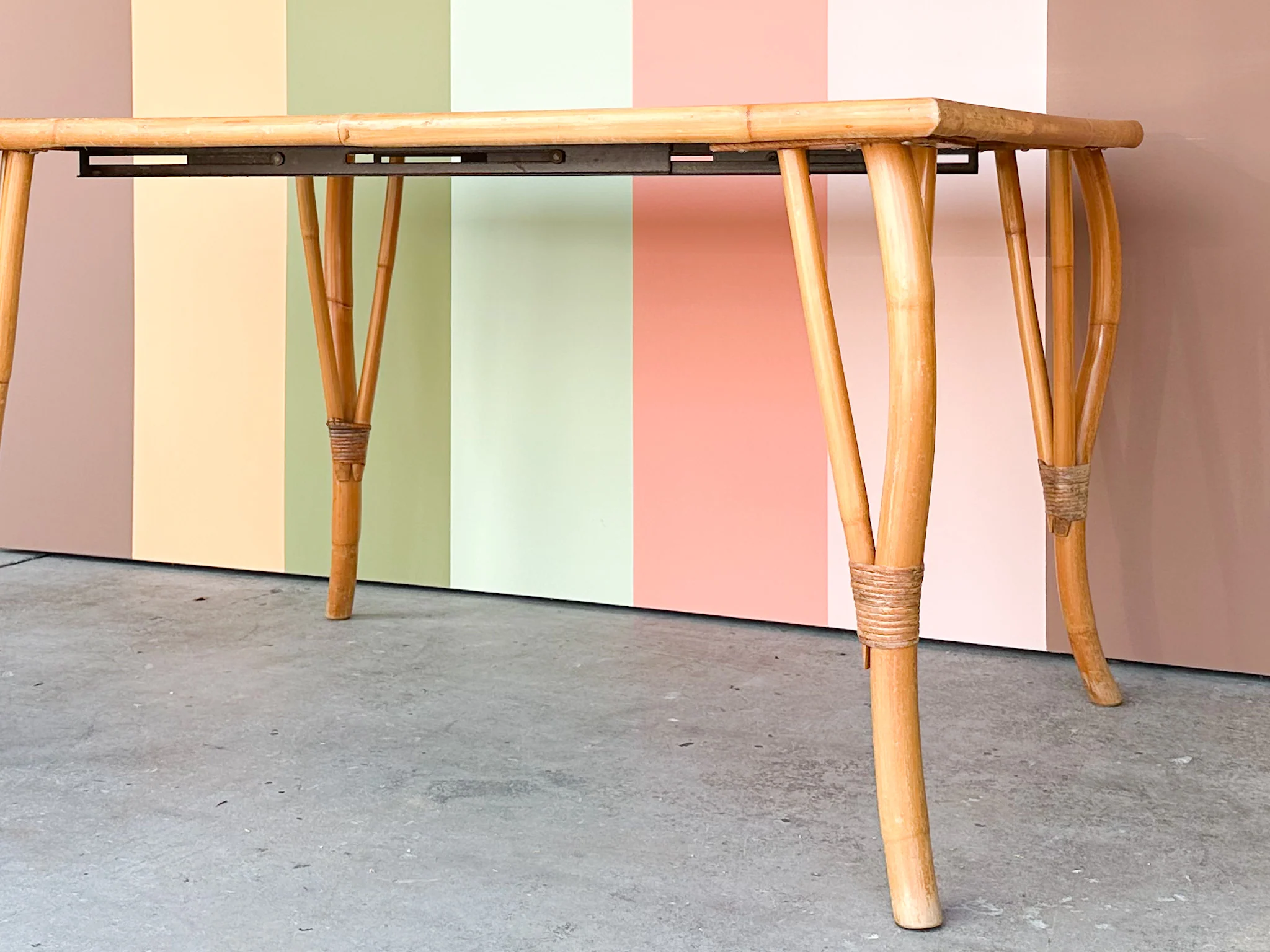 Old Florida Rattan Table with Leaf - Image 8