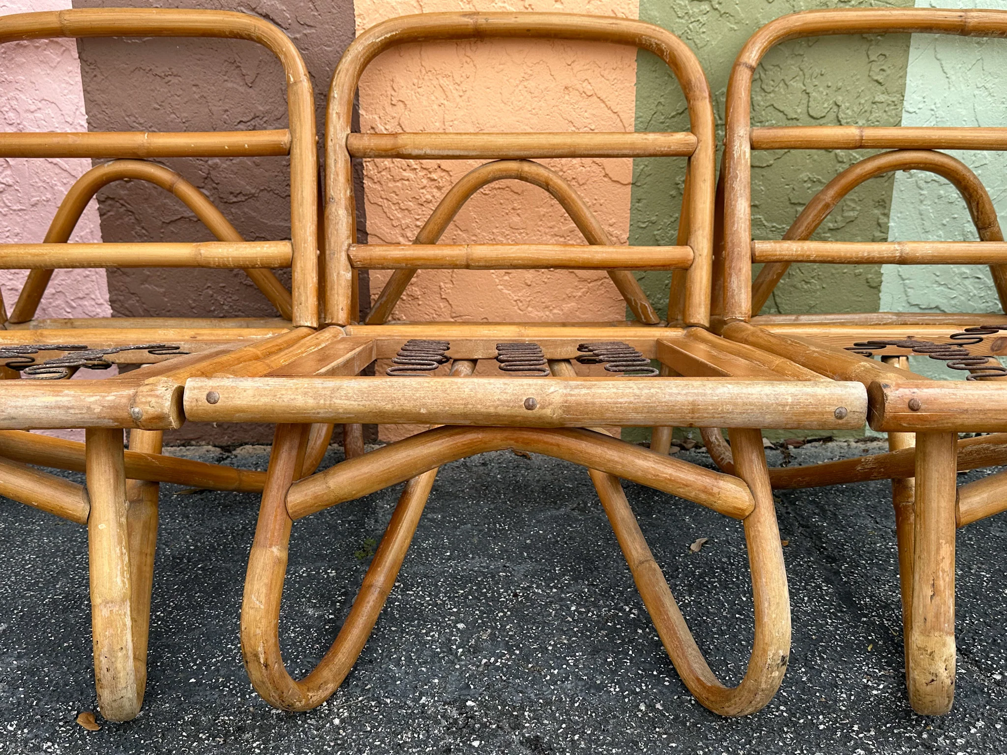 Old Florida Rattan Three Piece Sofa - Image 5