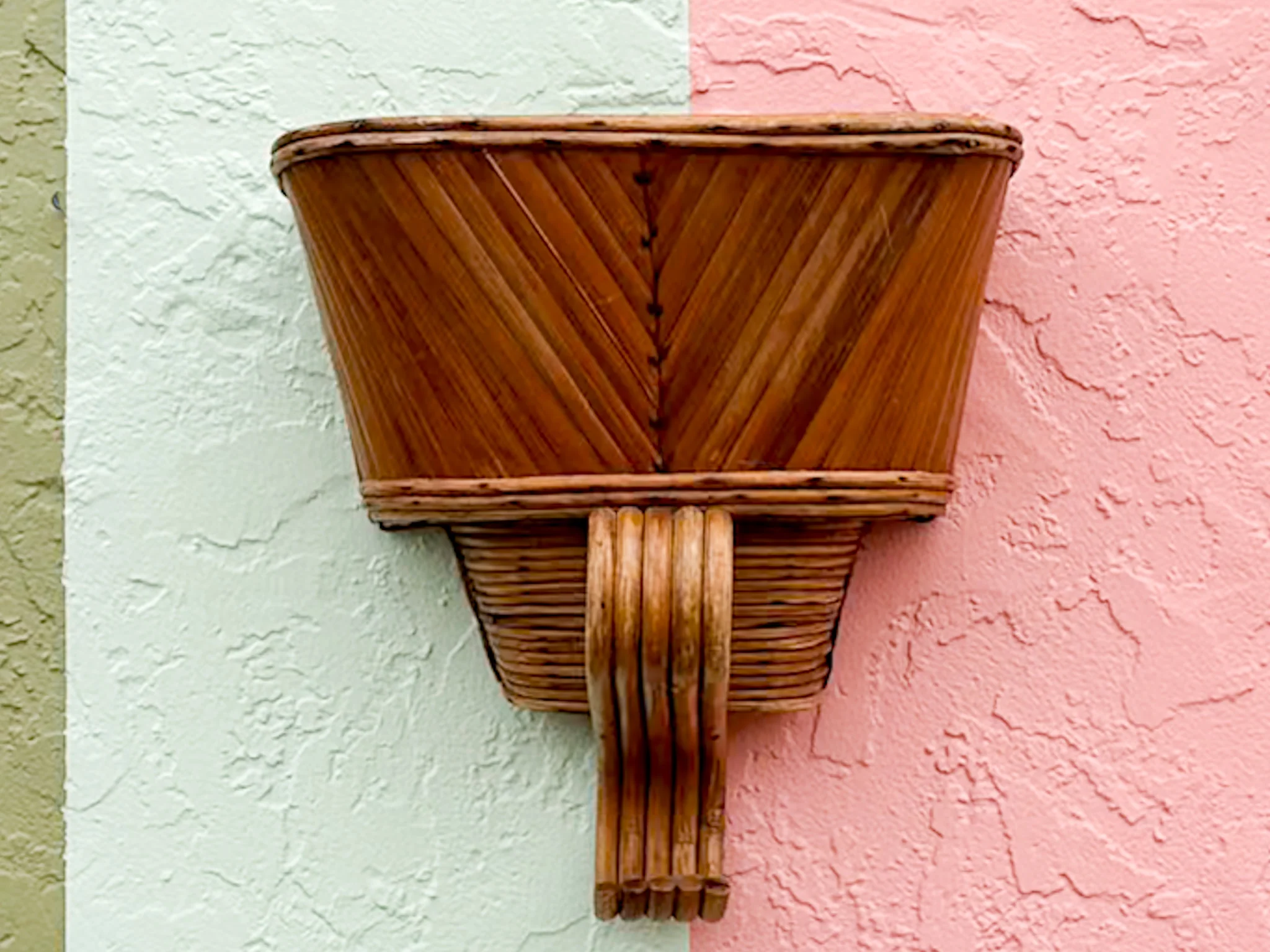Old Florida Rattan Wall Planter