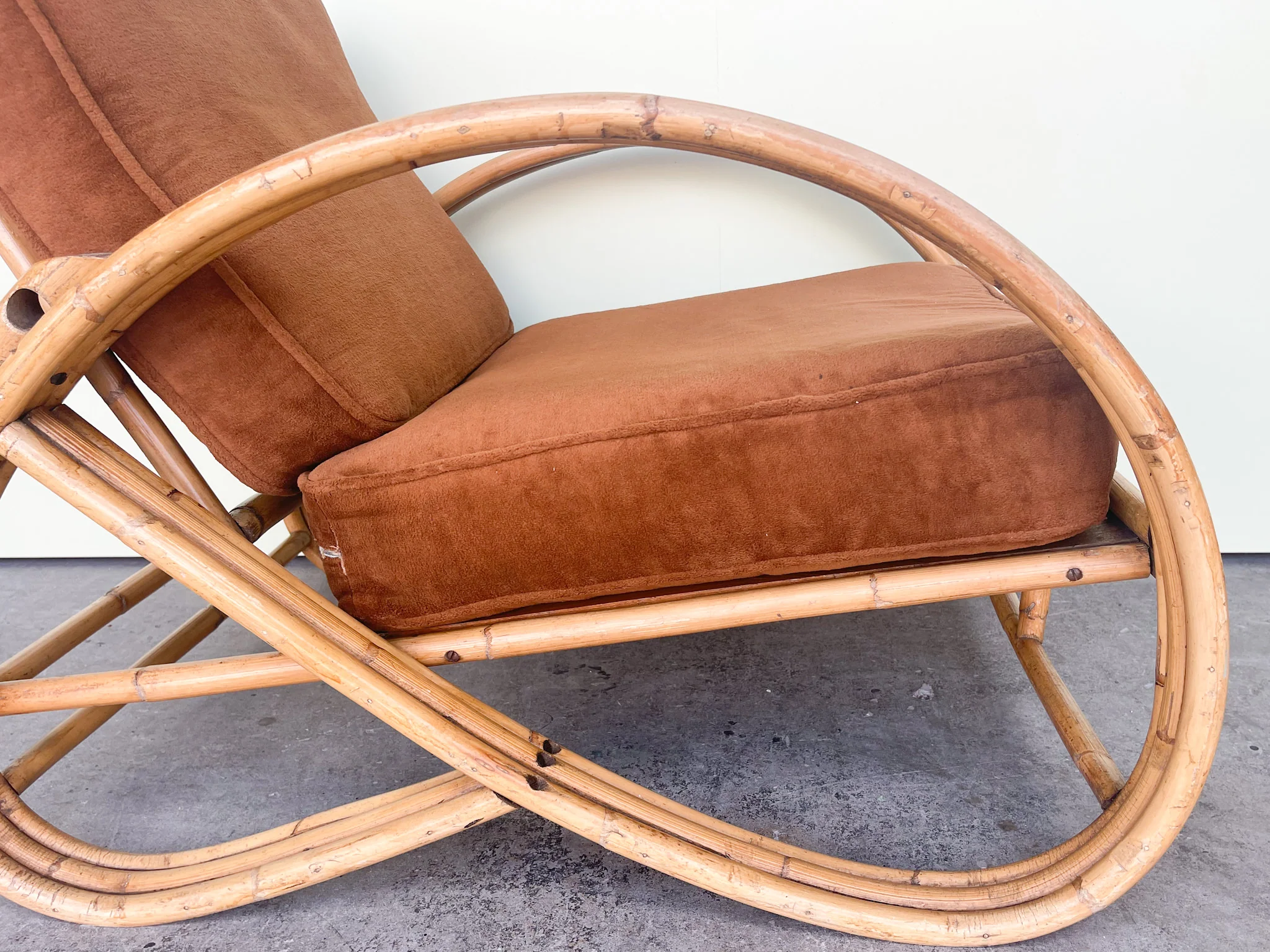 Old Florida Reclining Rattan Lounge Chair - Image 9