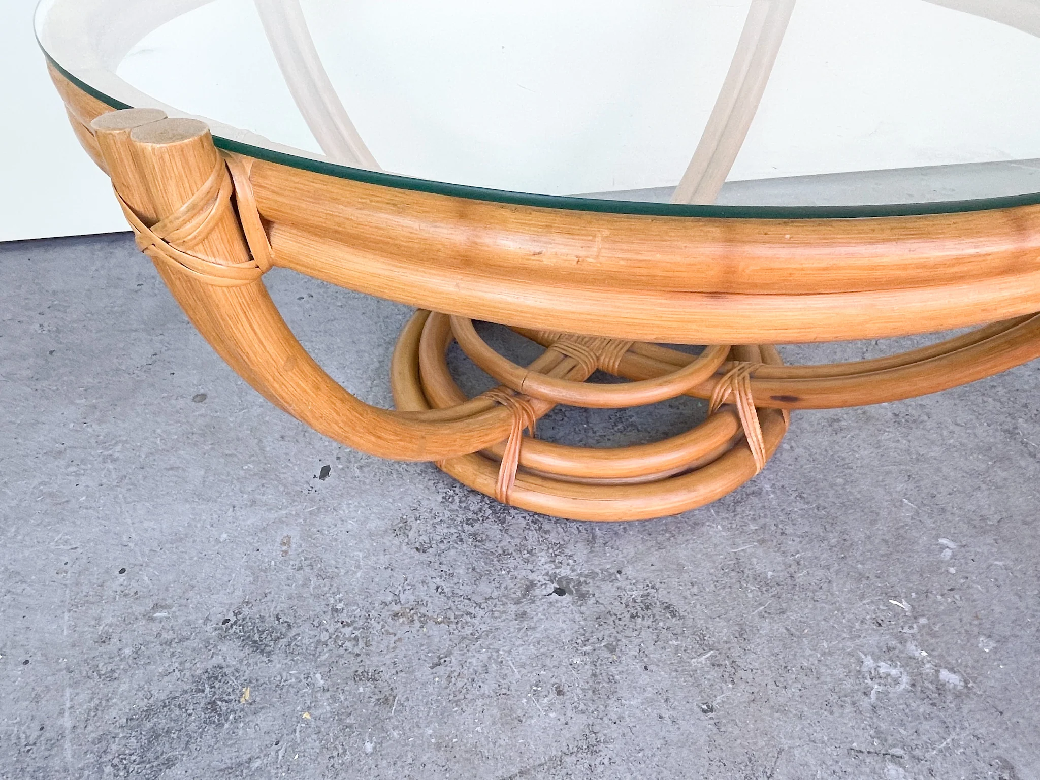 Old Florida Style Rattan Coffee Table - Image 3