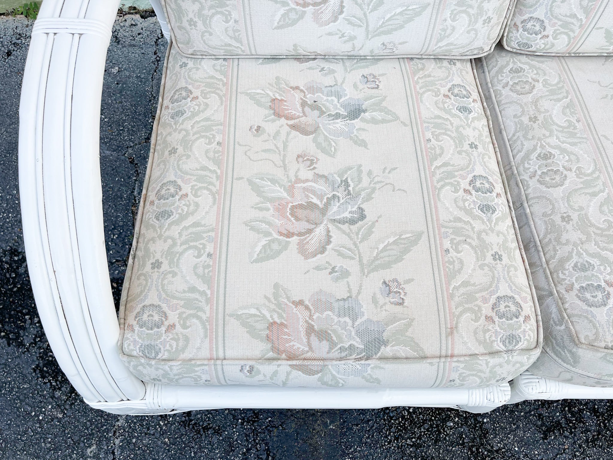 Granny Chic Painted Rattan Sofa - Image 8