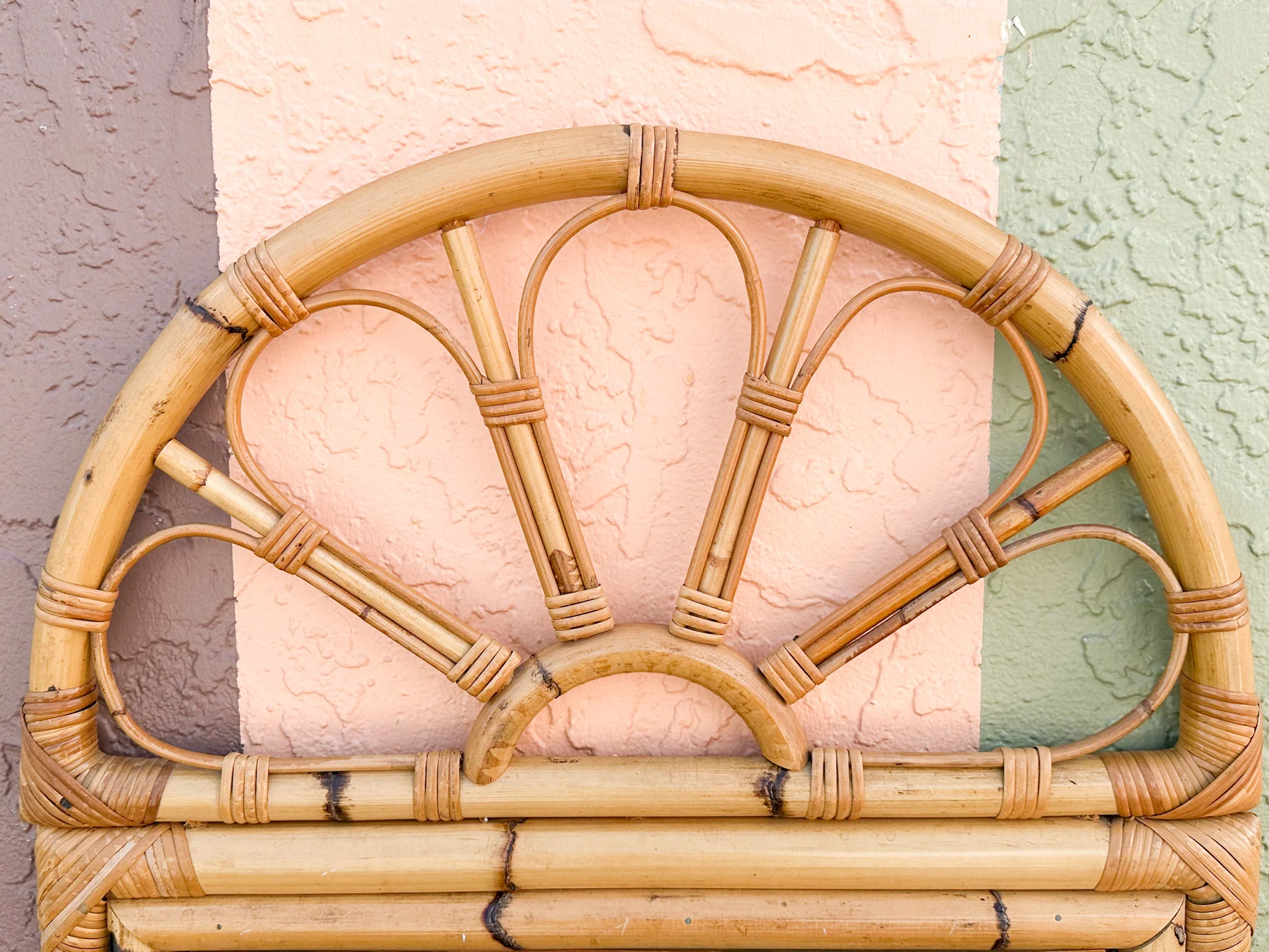 Old Florida Rattan Sunburst Mirror - Image 3