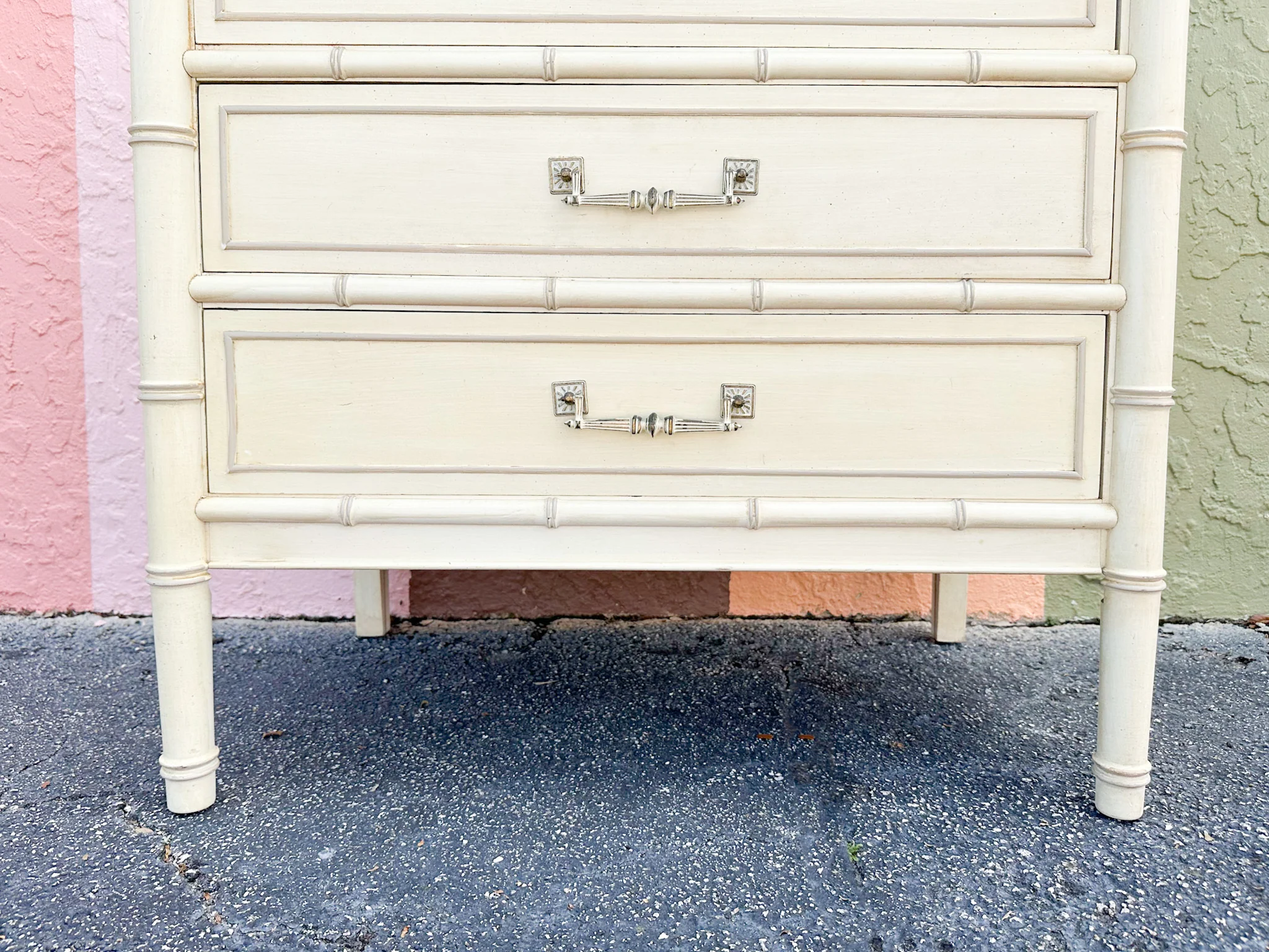 Oversized Faux Bamboo Nightstand - Image 11