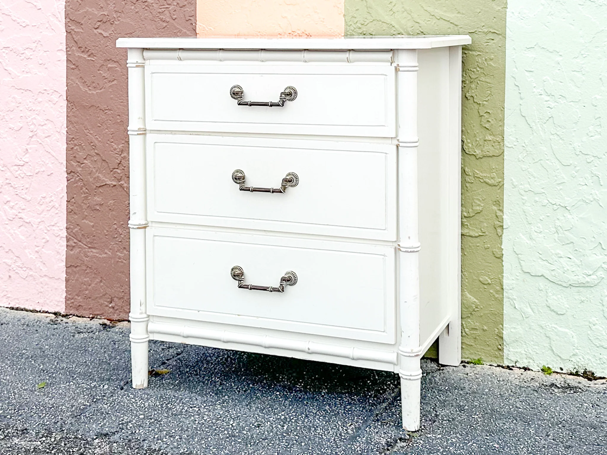 Oversized Faux Bamboo Nightstand - Image 2