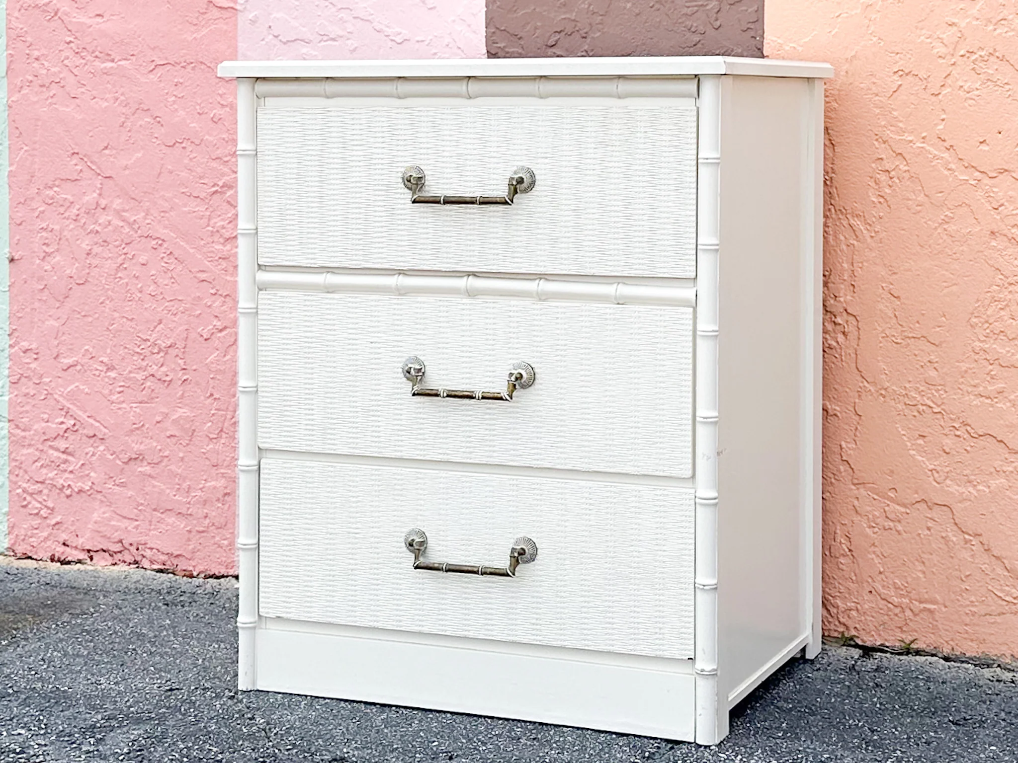 Oversized Faux Bamboo Nightstand - Image 2