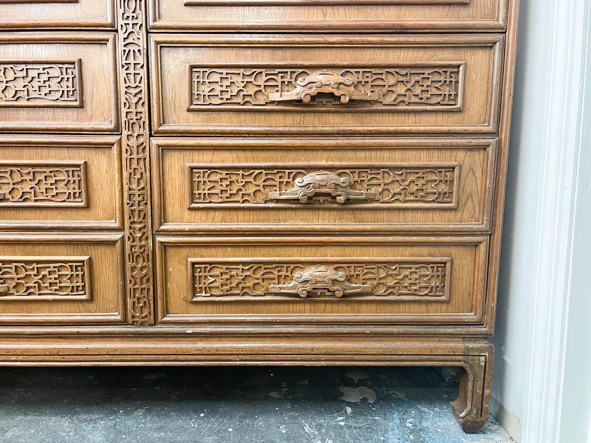 Oversized Pagoda Fretwork Six Drawer Chest - Image 5