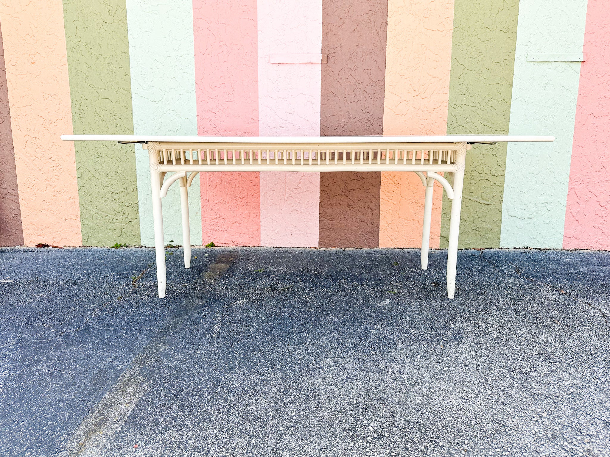 Painted Rattan Flip Top Console - Image 13