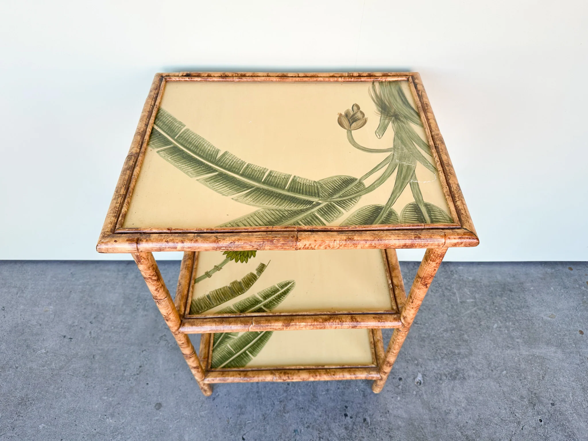 Painted Palm Rattan Side Table - Image 6