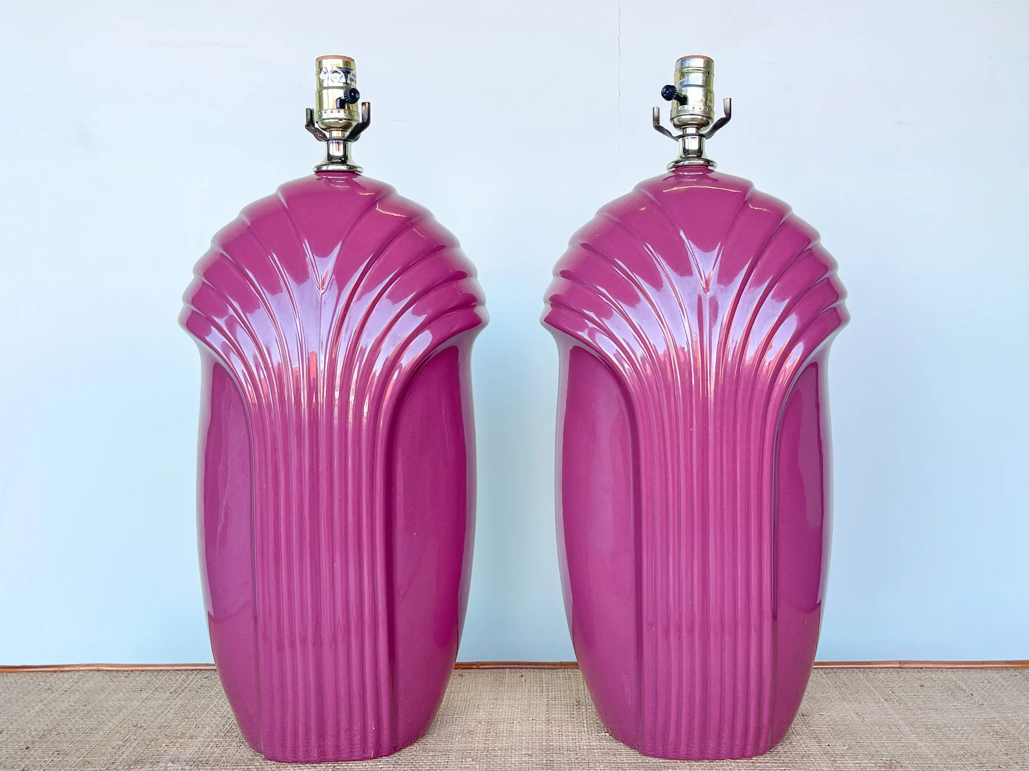 Pair of 80s Chic Raspberry Lamps