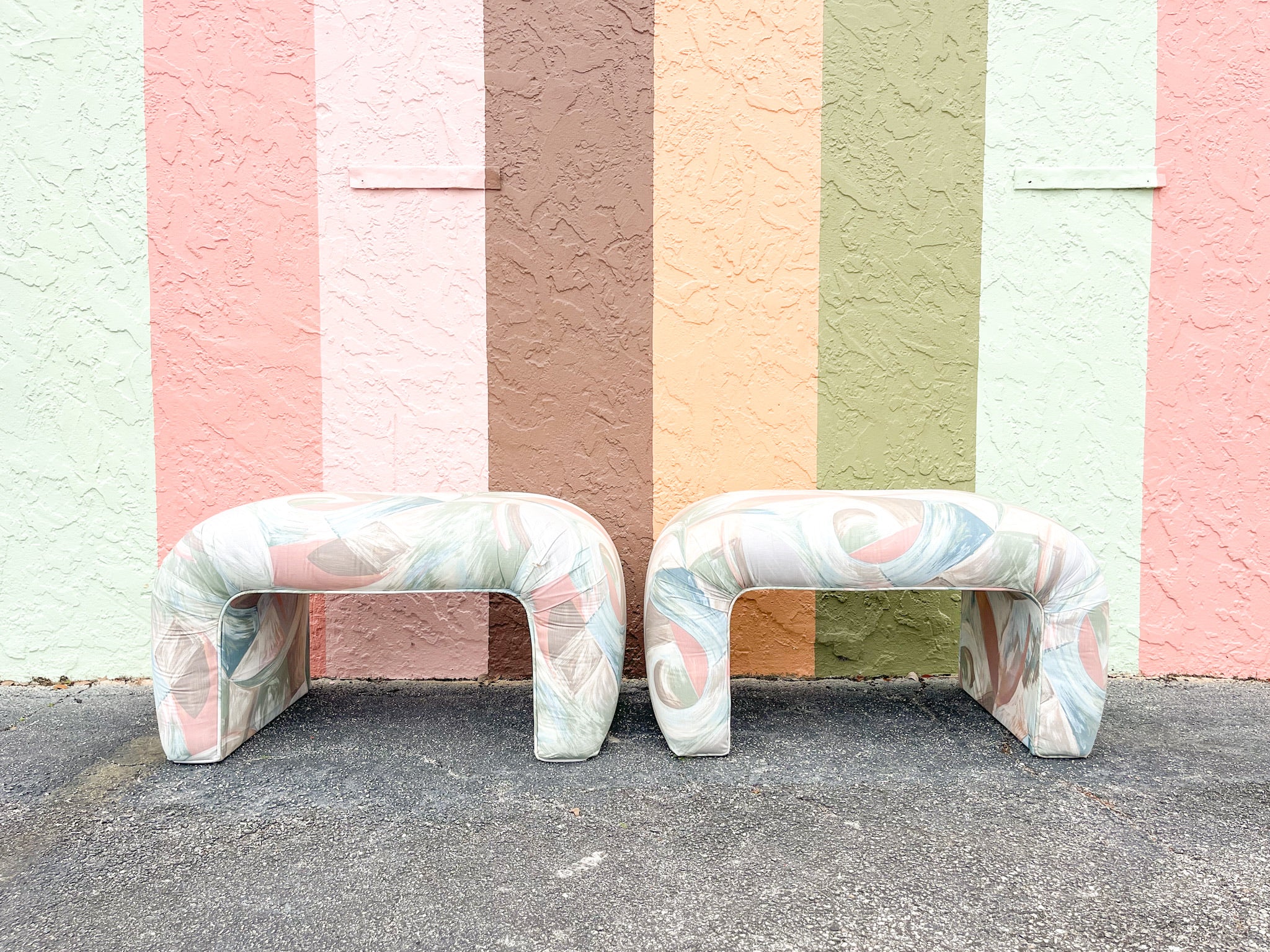 Pair of 80s Chic Waterfall Ottomans - Image 7