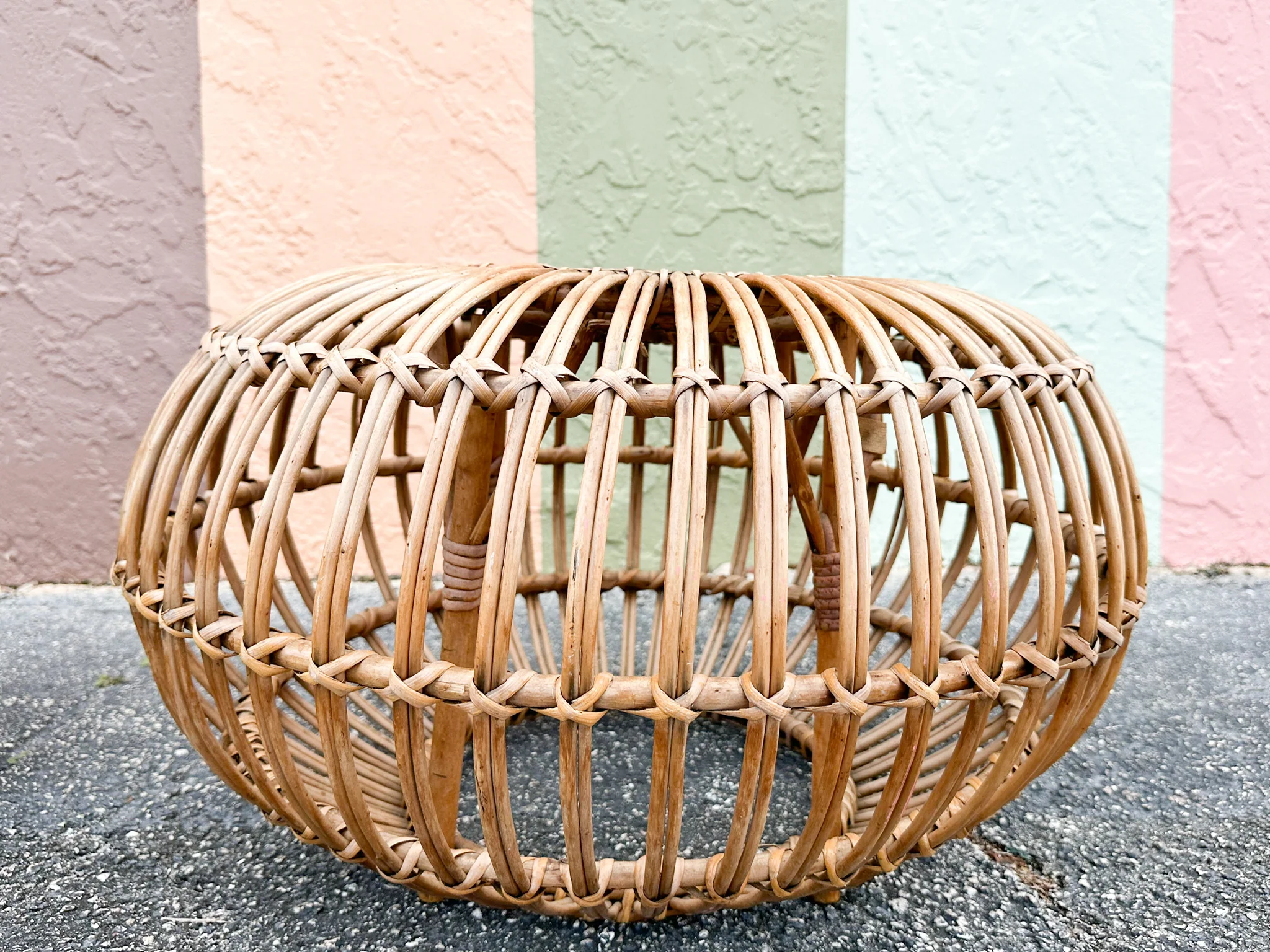 Pair of Albini Style Rattan Ottomans - Image 7