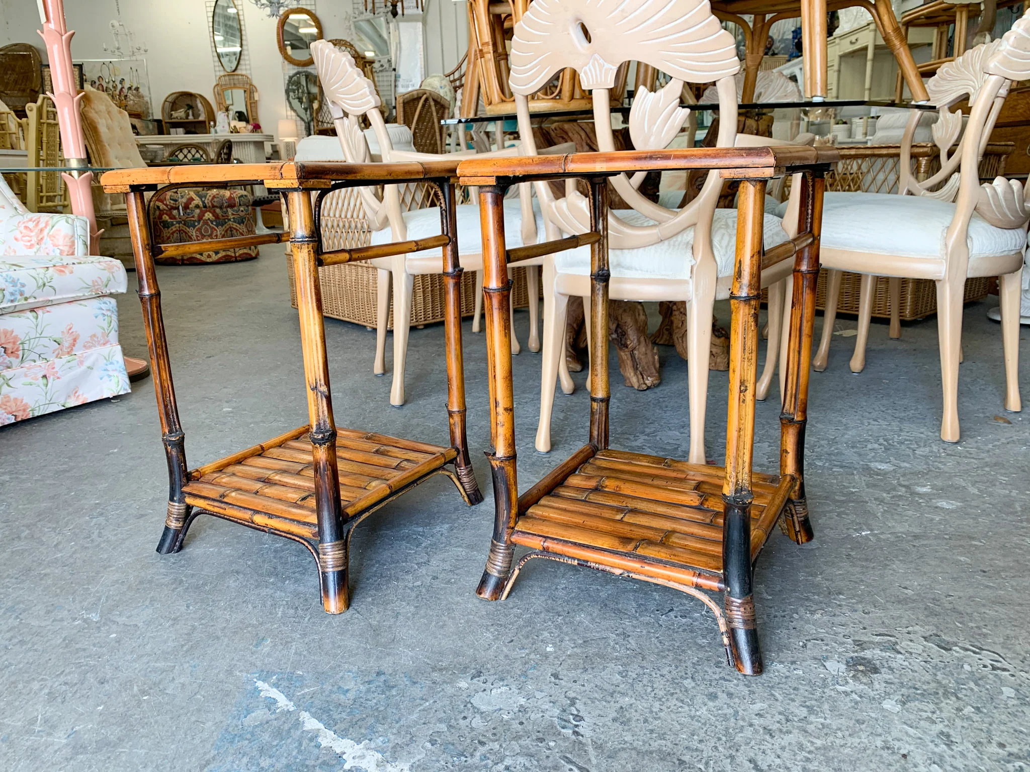 Pair of Bamboo Side Tables - Image 3