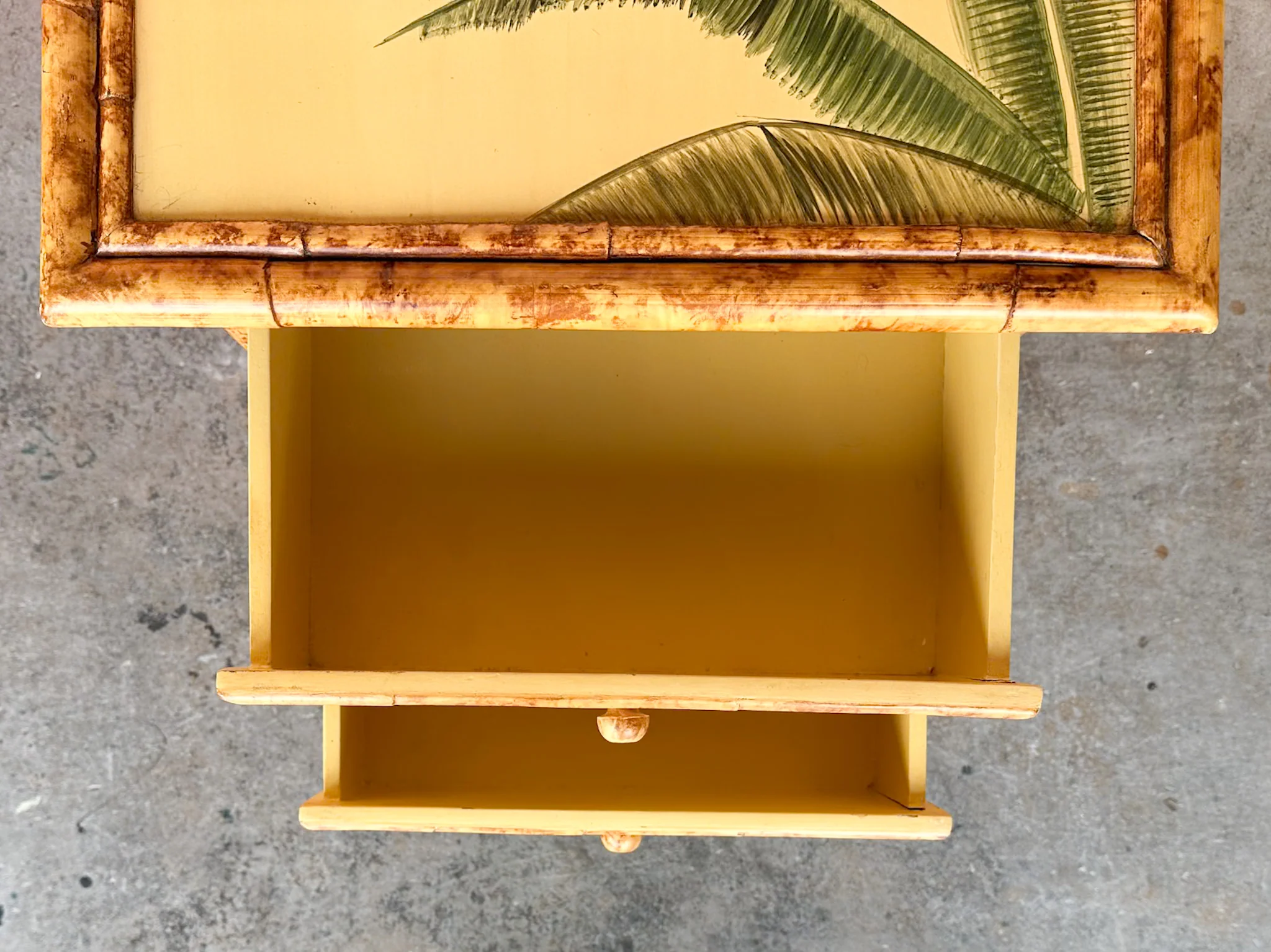 Pair of Banana Leaf Rattan Nightstands - Image 8