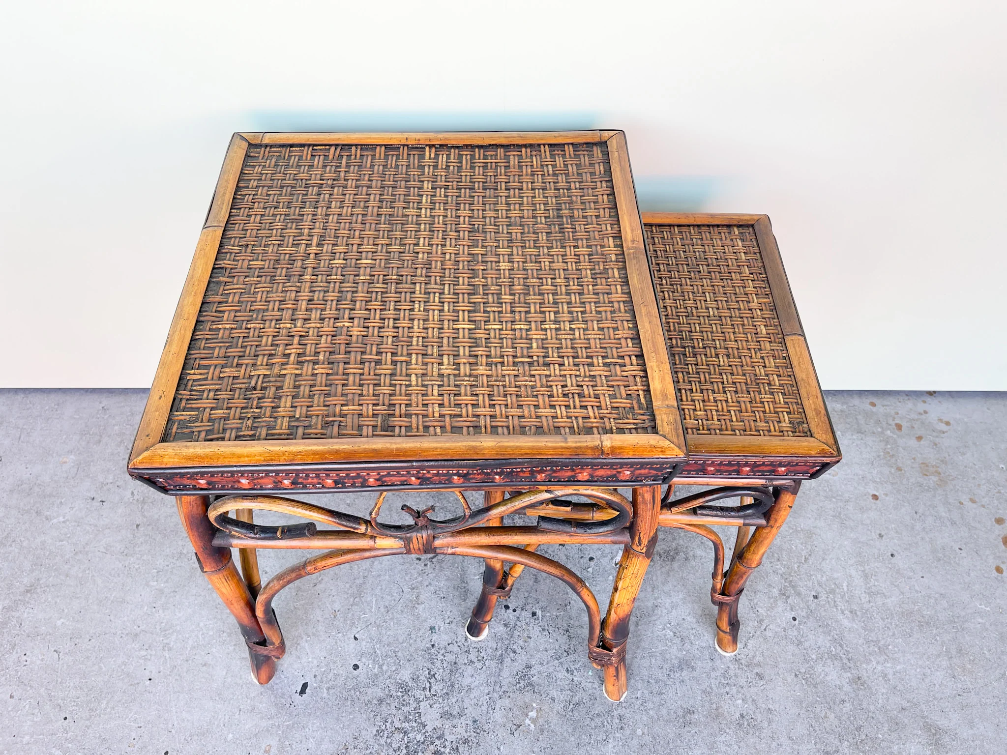 Pair of Bent Rattan Nesting Tables - Image 3