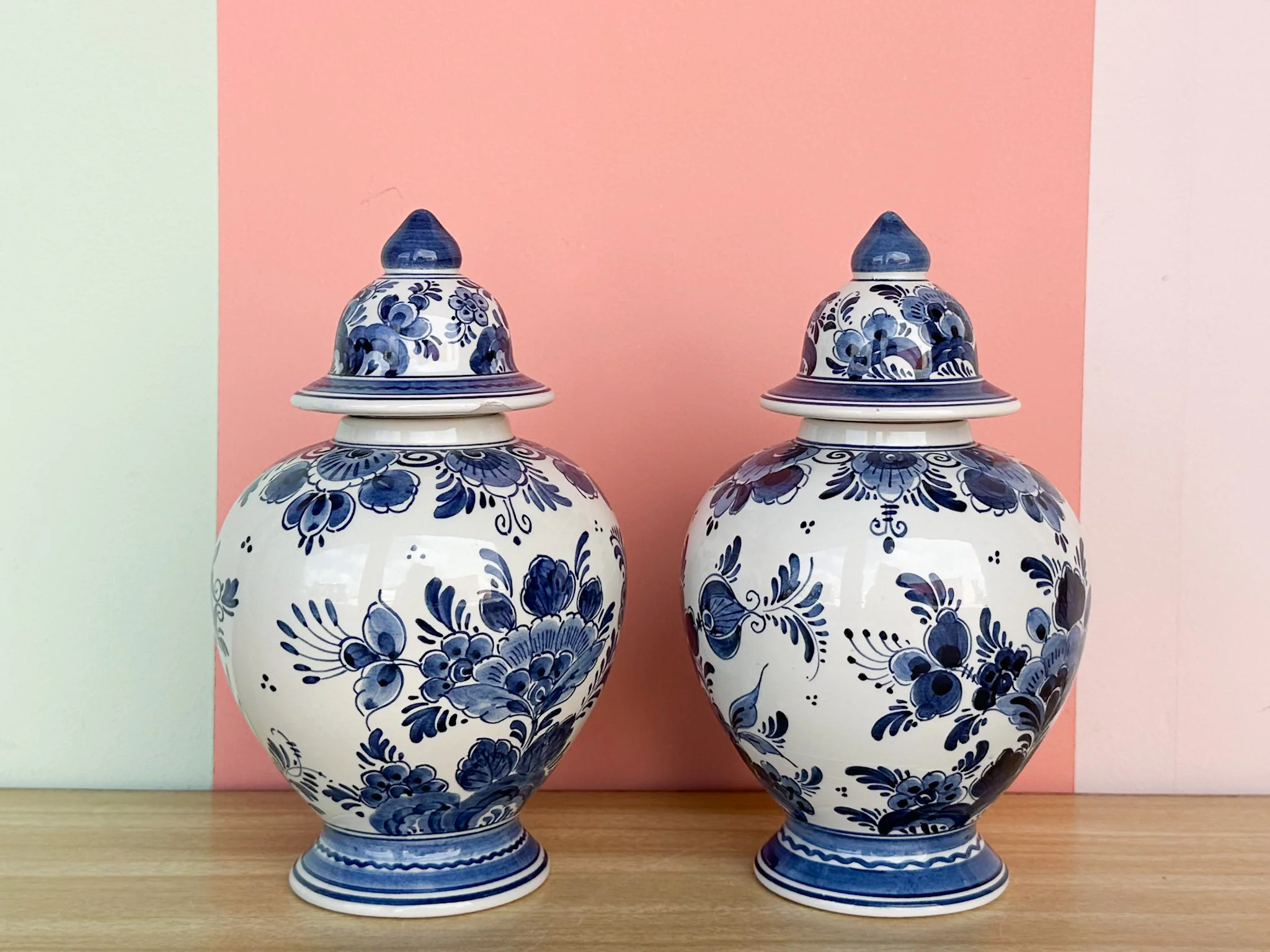 Pair of Blue and White Delft Ginger Jars - Image 3
