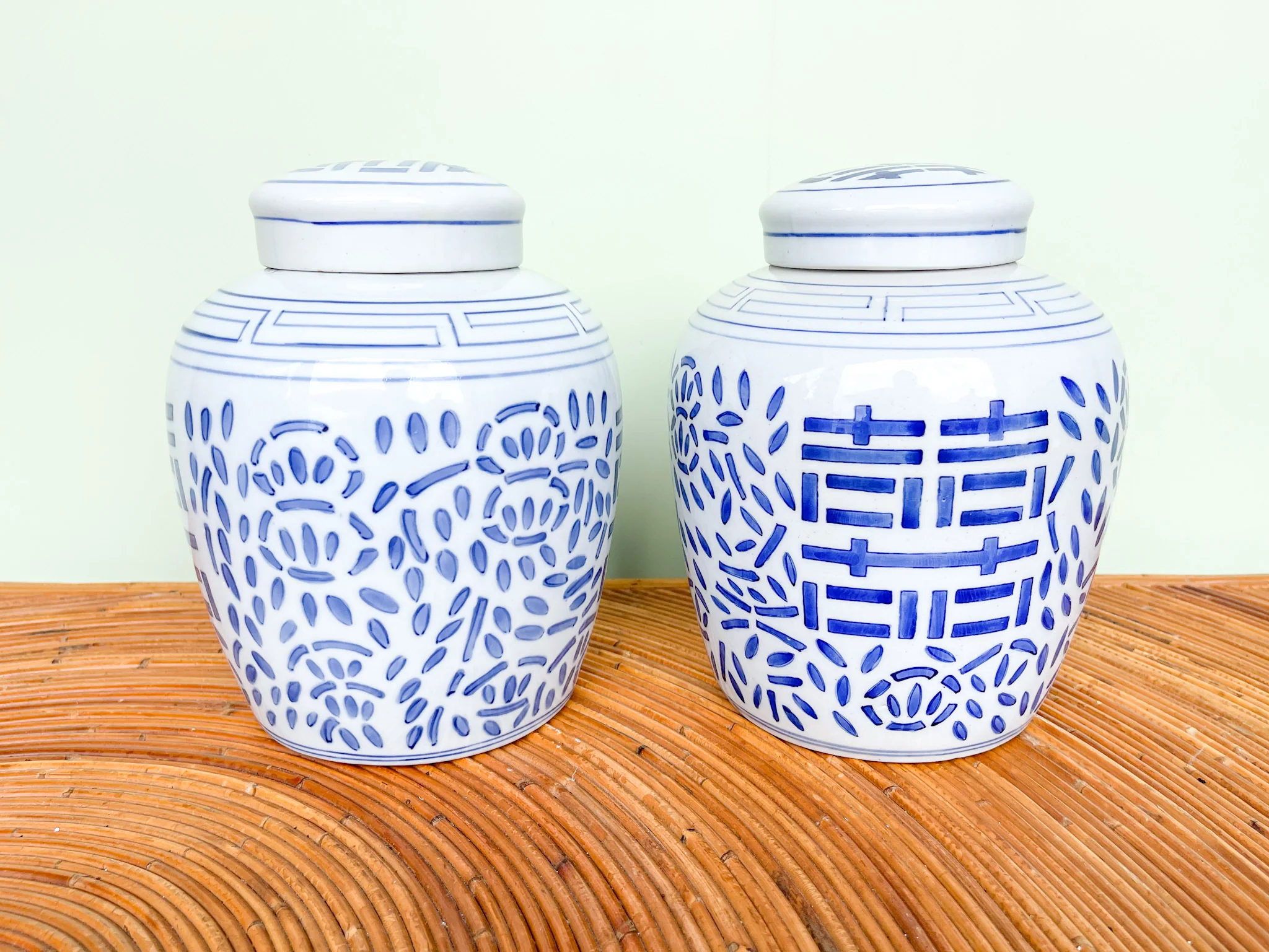 Pair of Blue and White Temple Jars - Image 2