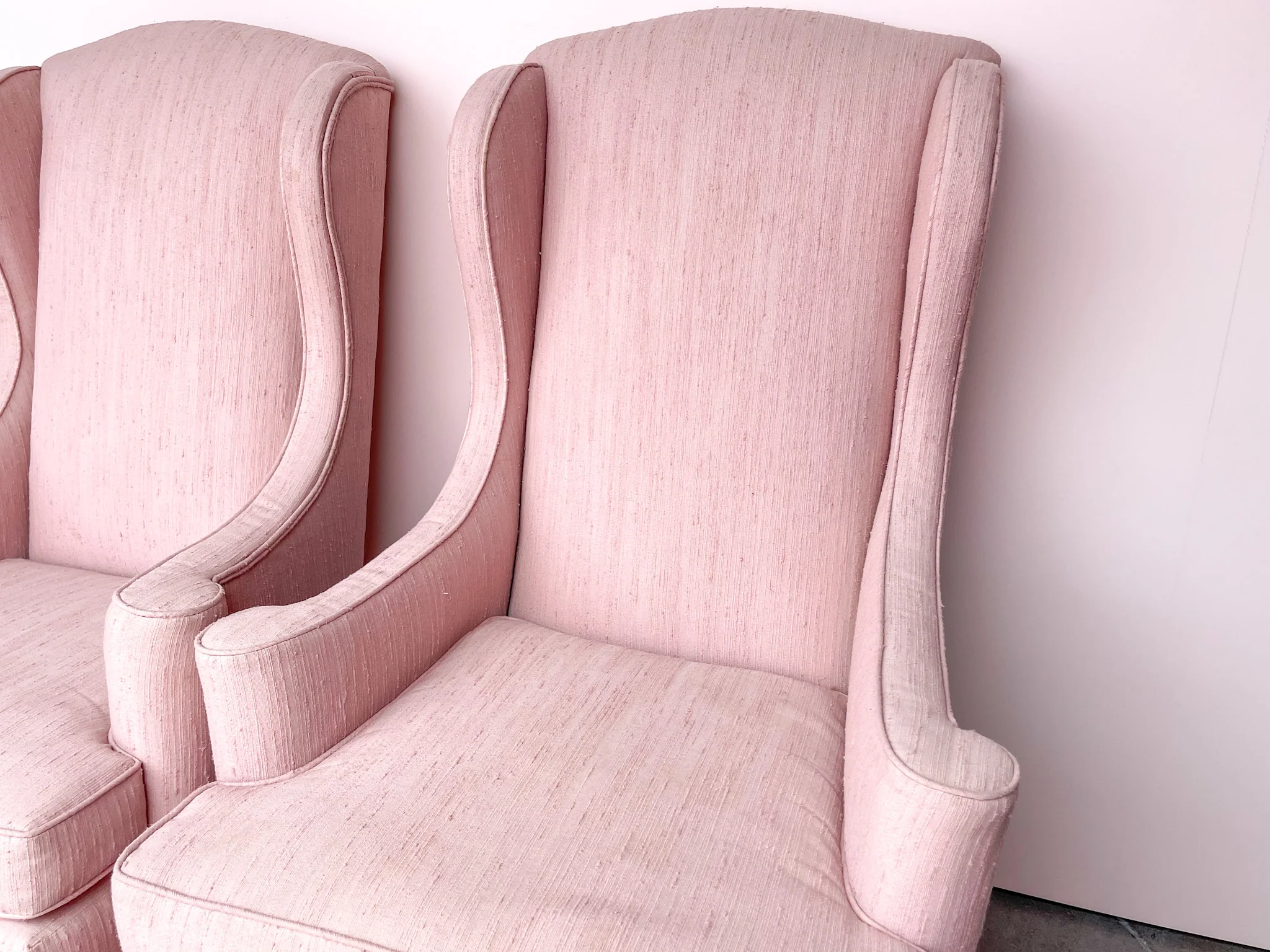 Pair of Blush Wingback Chairs - Image 7