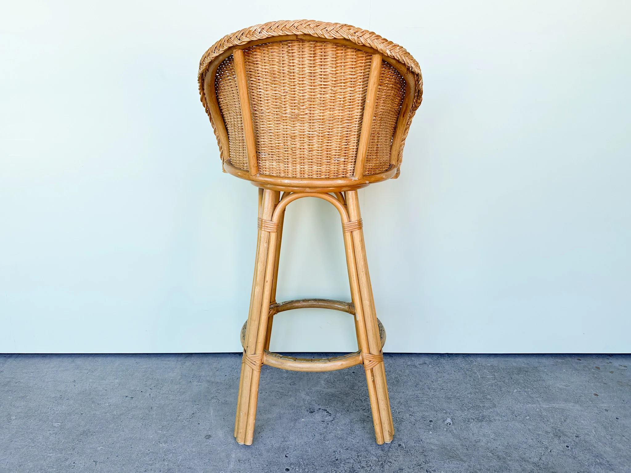Pair of Braided Rattan and Wicker Bar Stools - Image 13