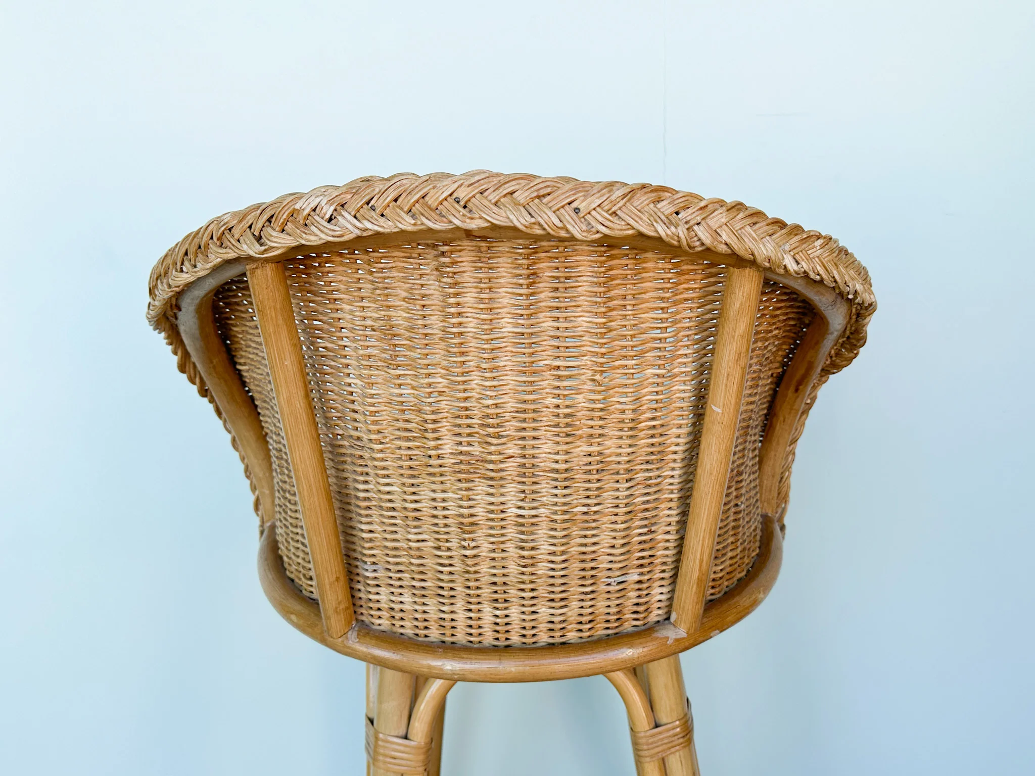 Pair of Braided Rattan and Wicker Bar Stools - Image 14