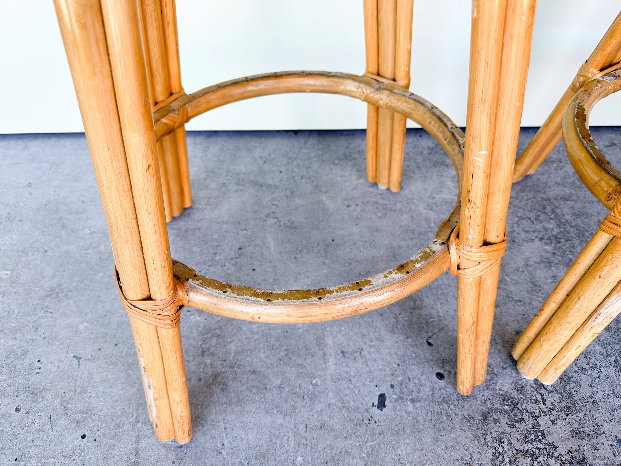 Pair of Braided Rattan and Wicker Bar Stools - Image 4