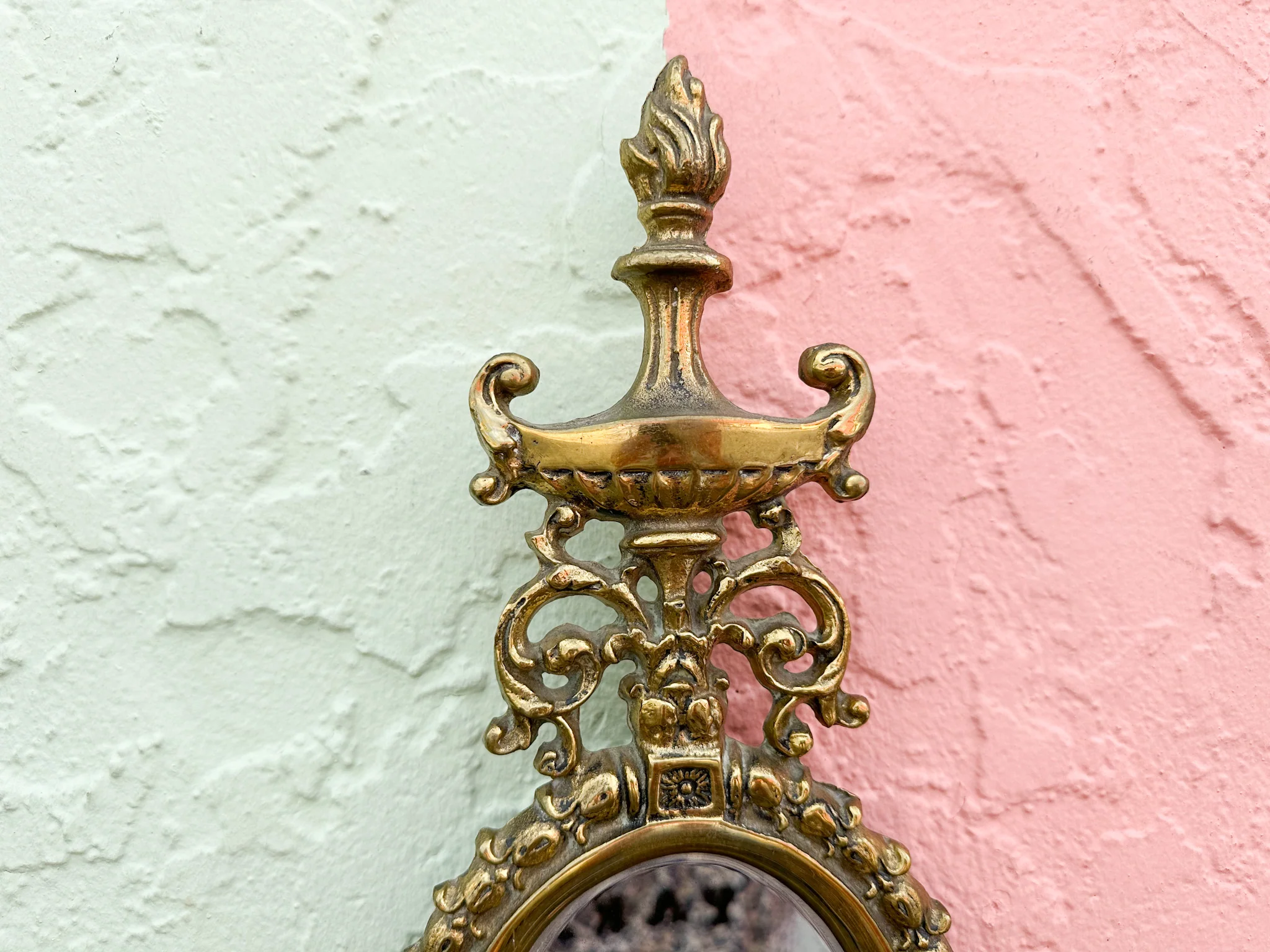Pair of Brass Mirrored Wall Sconces - Image 4