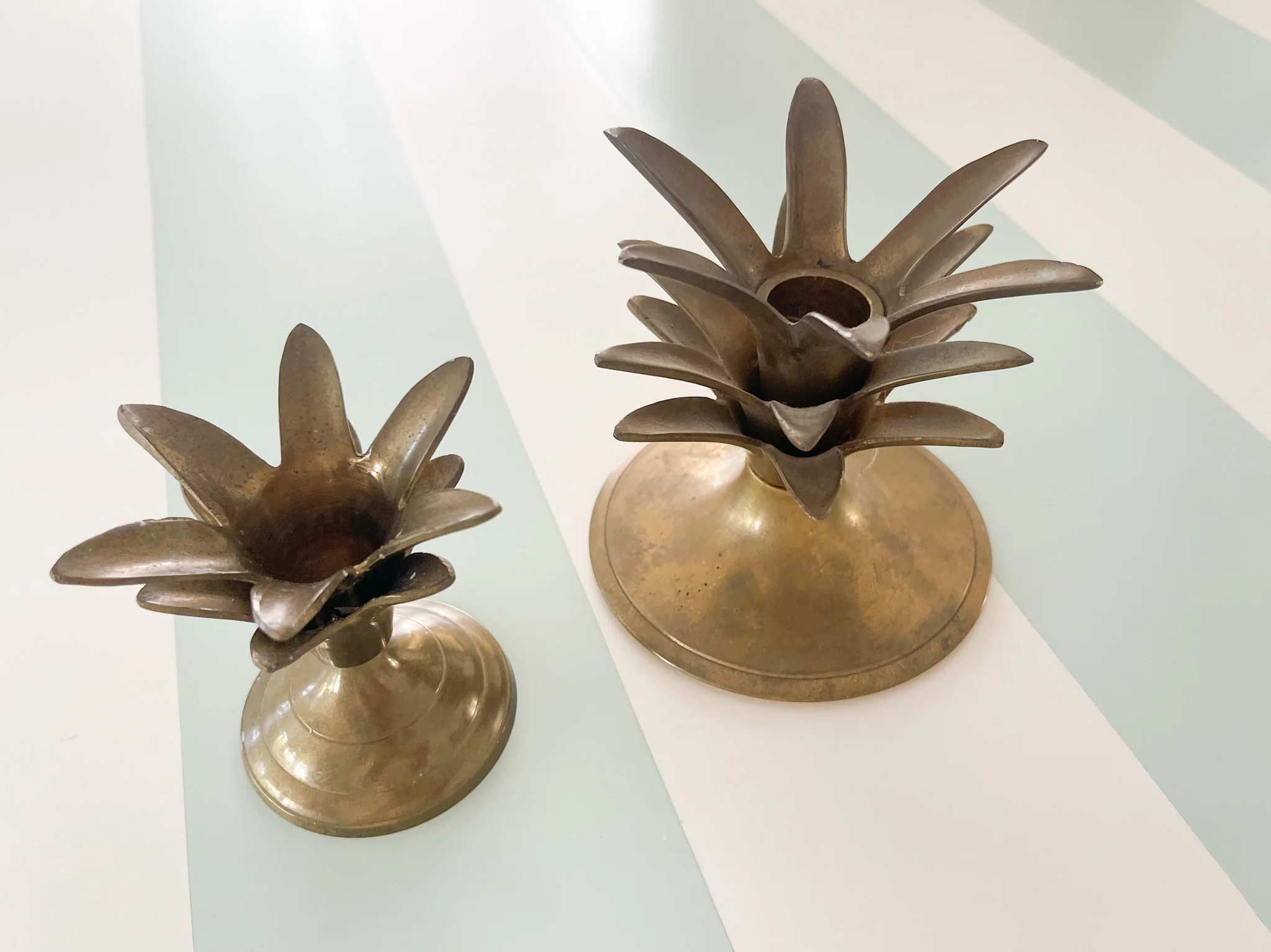 Pair of Brass Palm Frond Candlesticks - Image 3