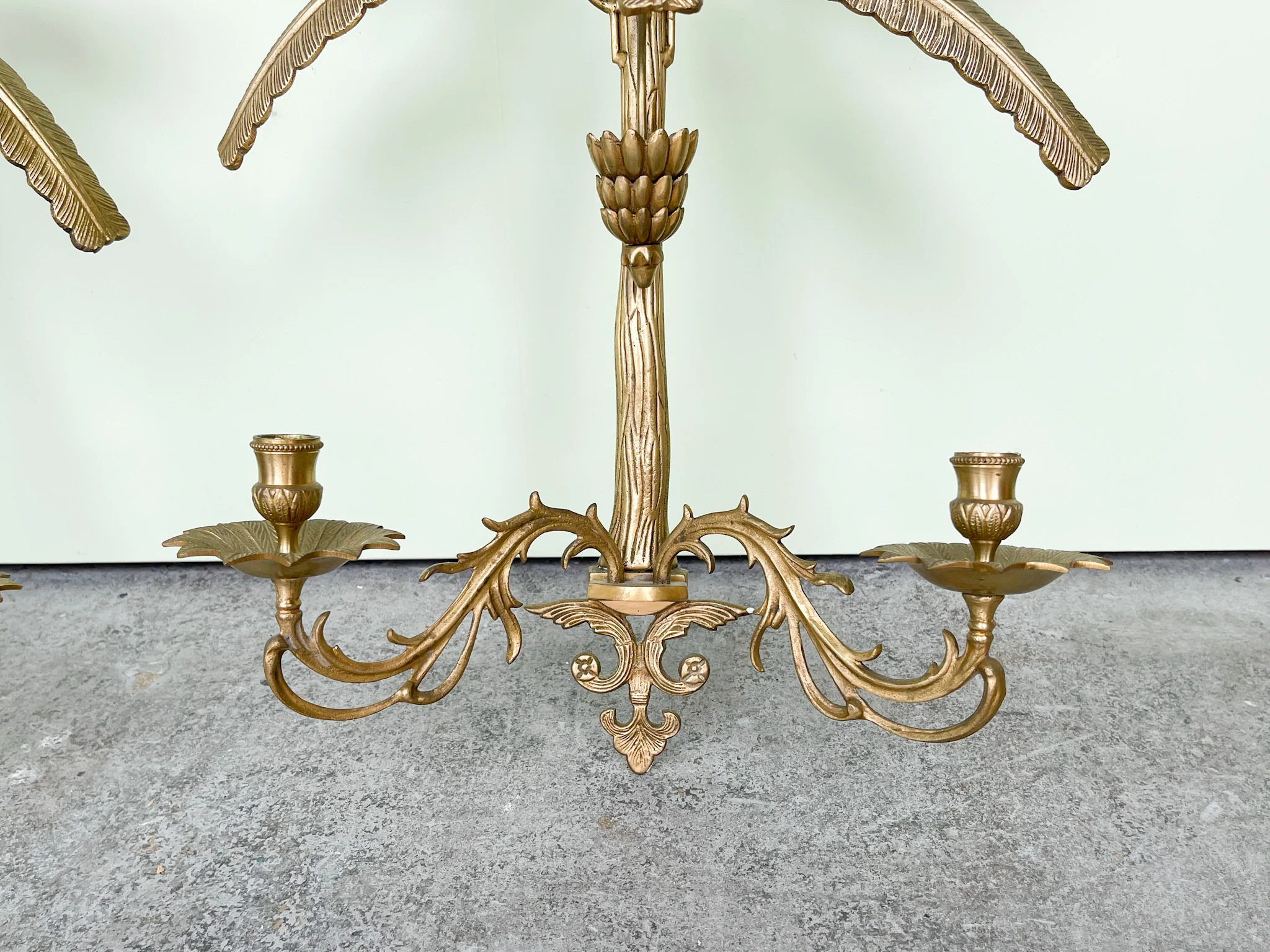 Pair of Brass Palm Tree Wall Sconces - Image 3