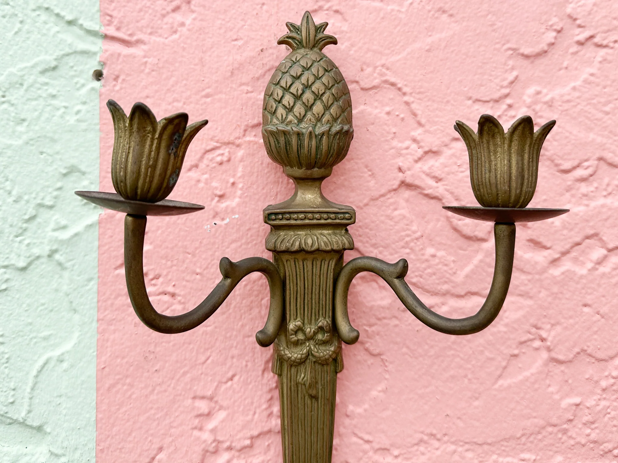 Pair of Brass Pineapple Wall Sconces - Image 8