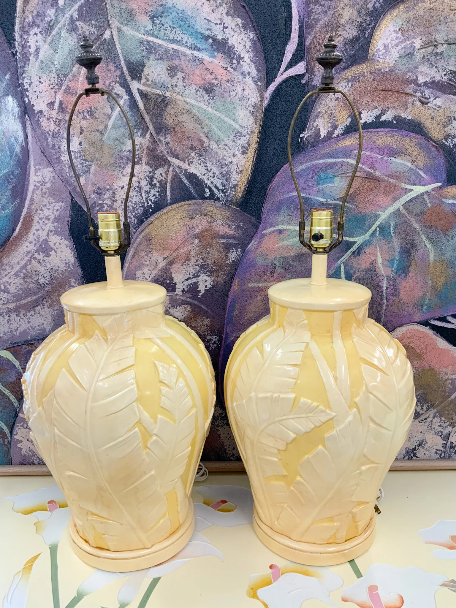 Pair of Palm Frond Lamps - Image 3