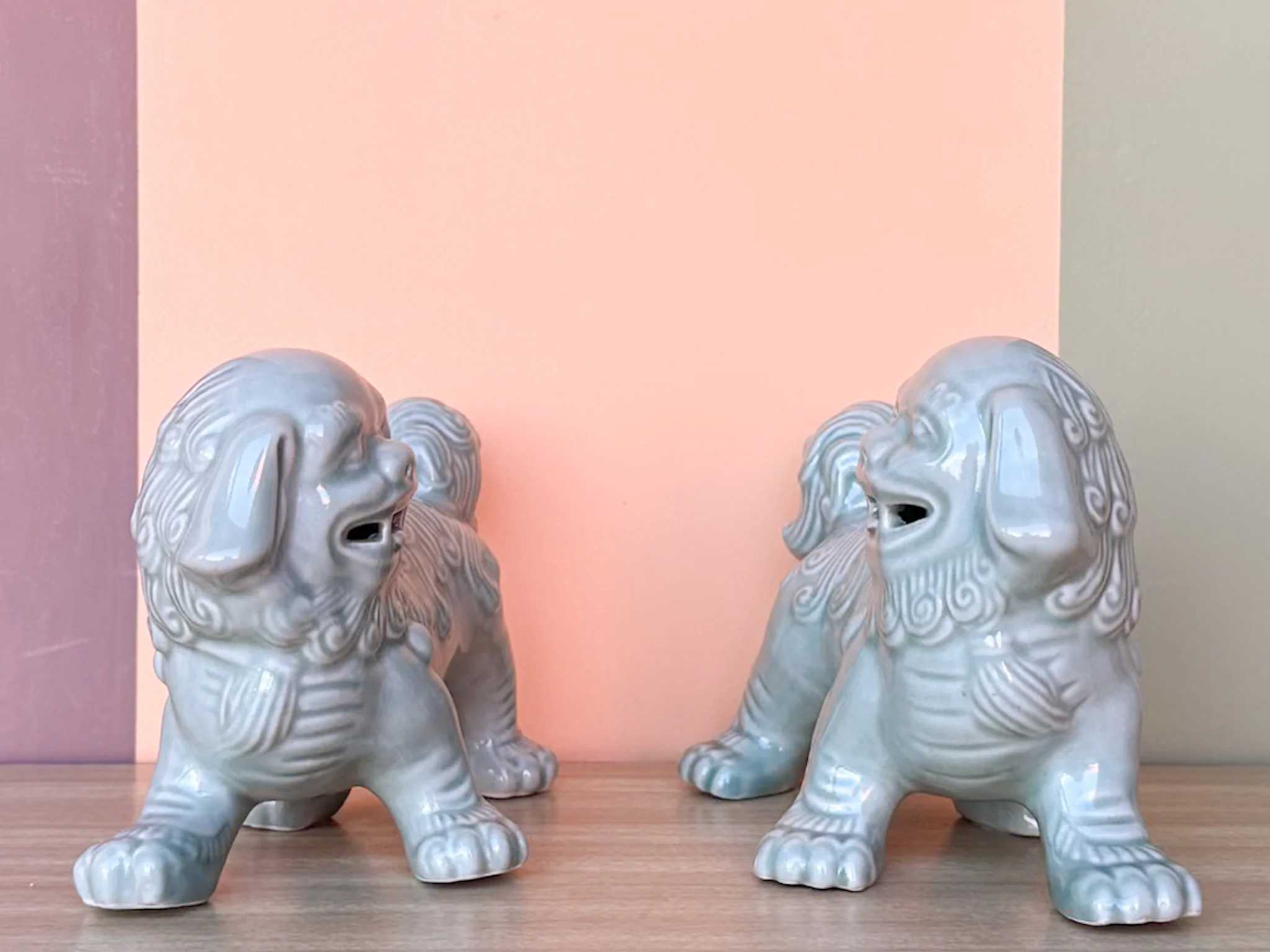 Pair of Celadon Foo Dogs - Image 5