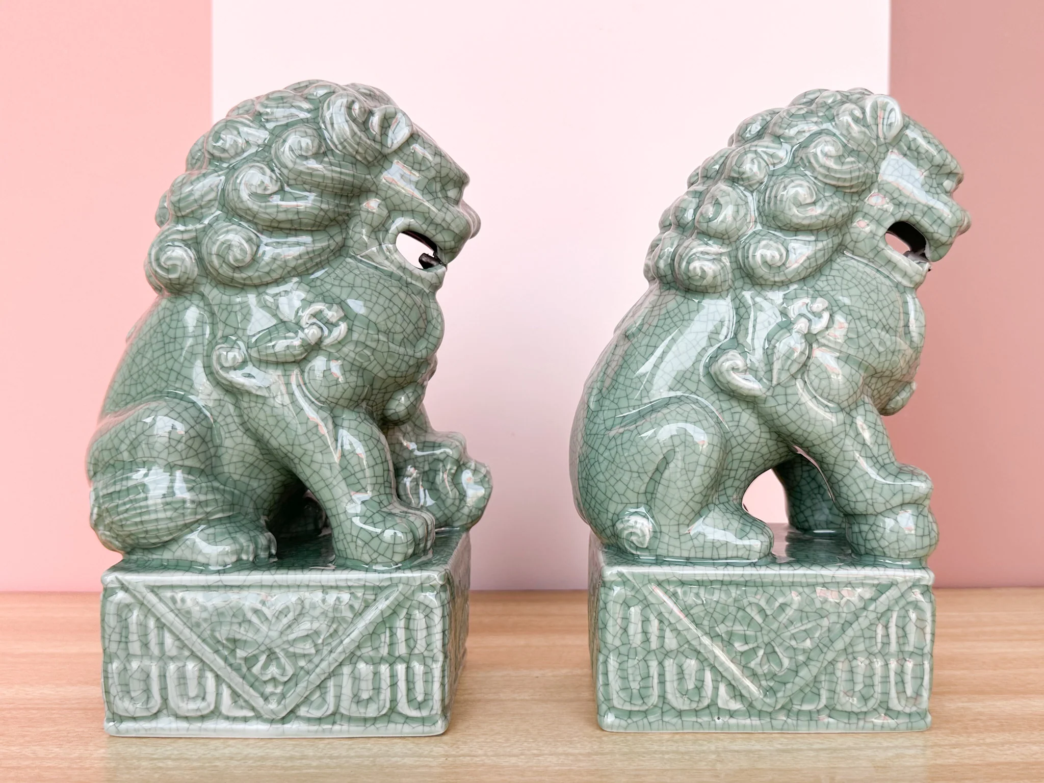Pair of Celadon Foo Dogs - Image 5