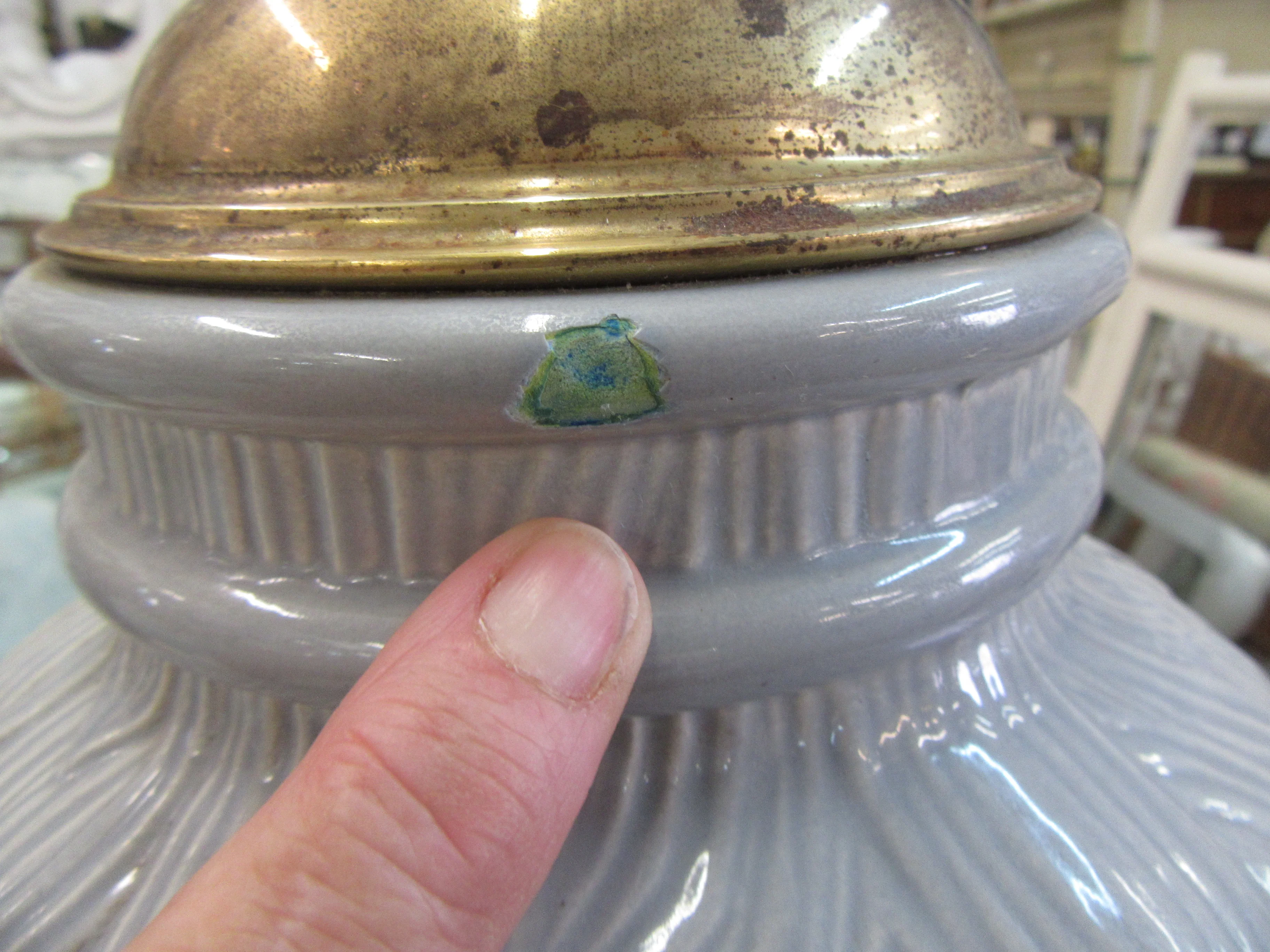 Pair of Ceramic Blue Roche Lamps - Image 7