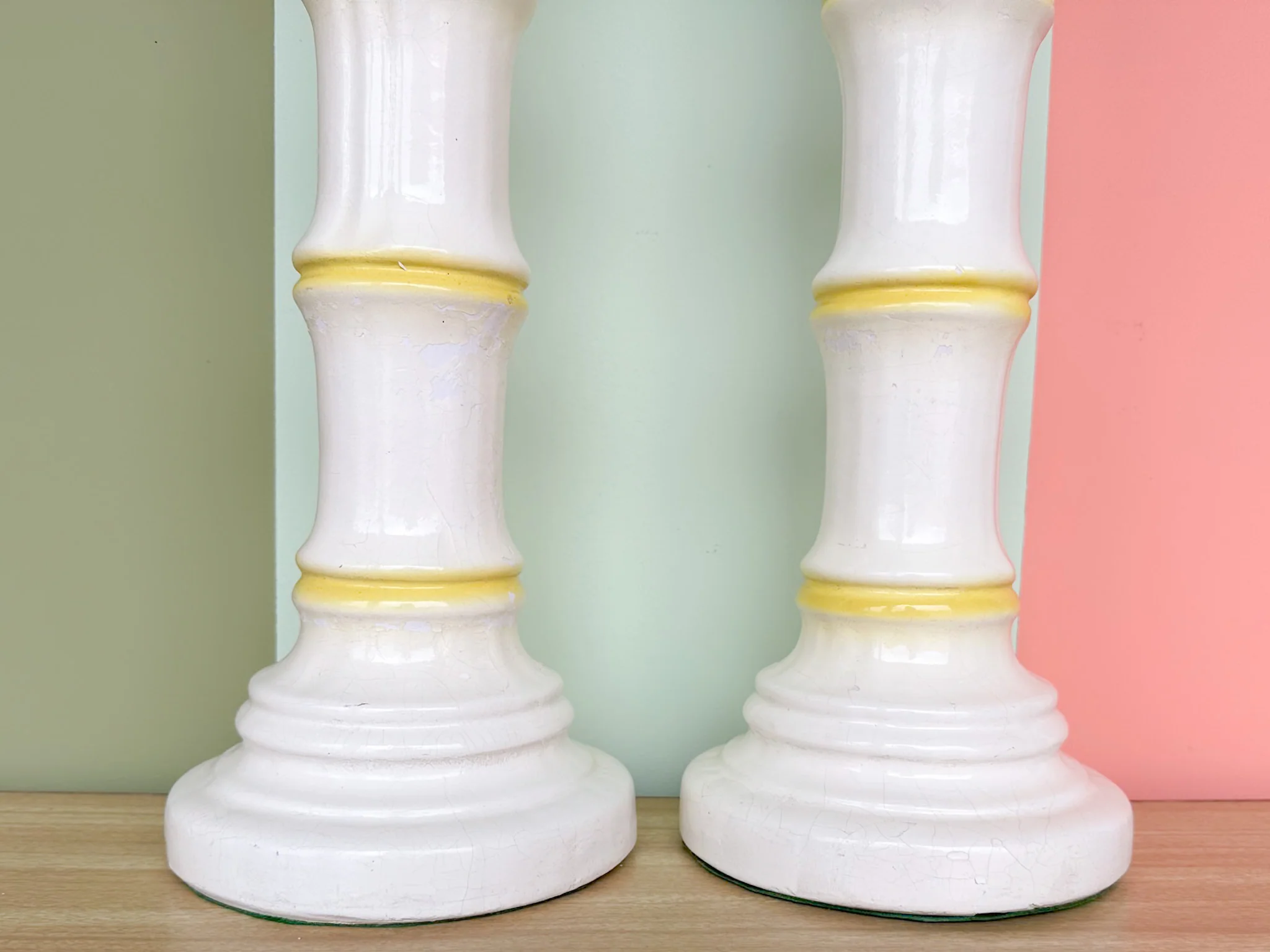 Pair of Ceramic Faux Bamboo Lamps - Image 5