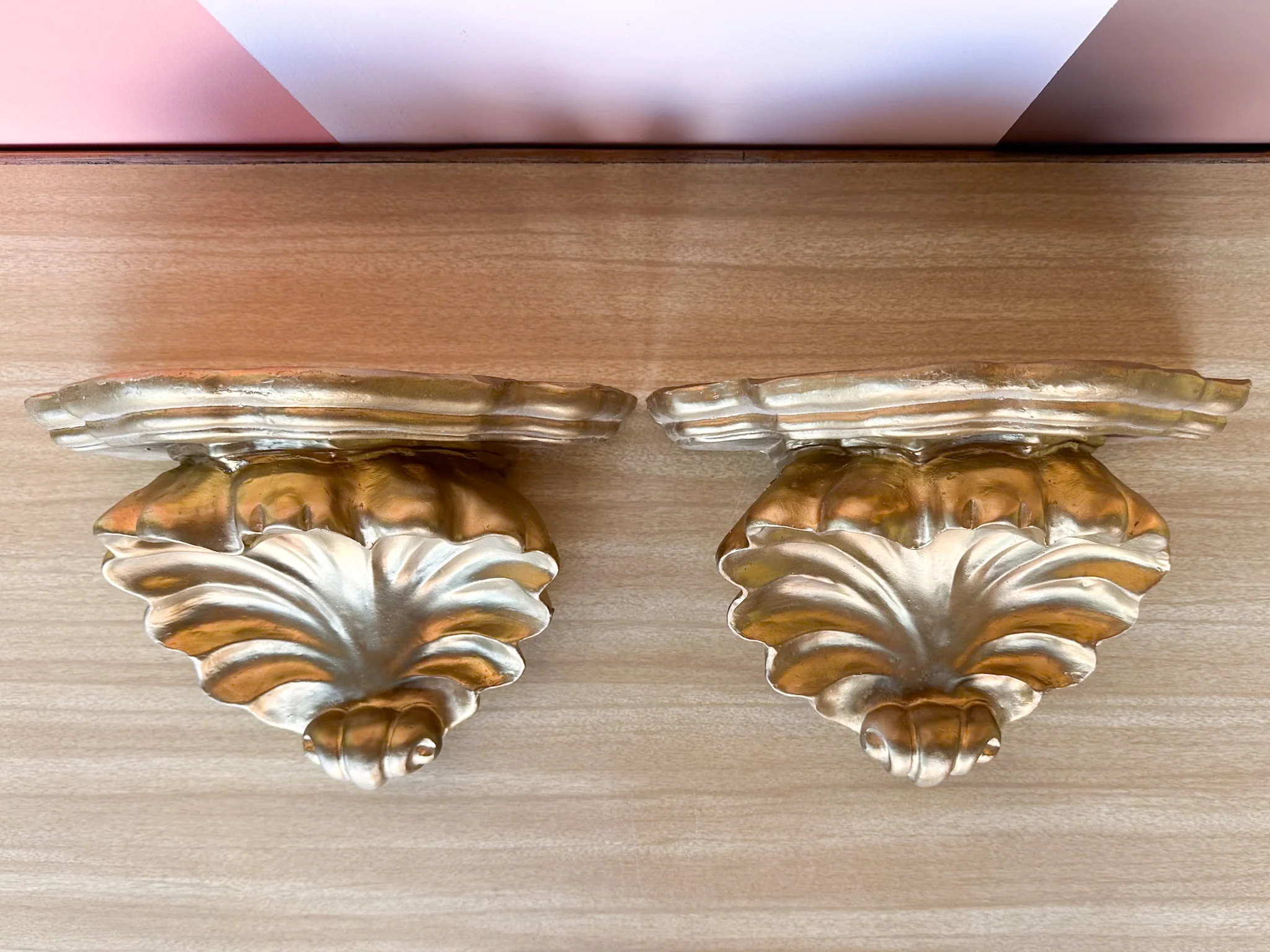 Pair of Ceramic Regency Style Wall Shelves - Image 5