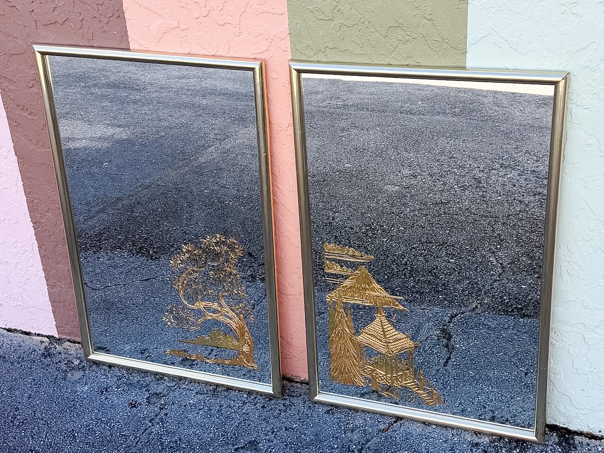 Pair of Chinoiserie Chic Mirrors - Image 7