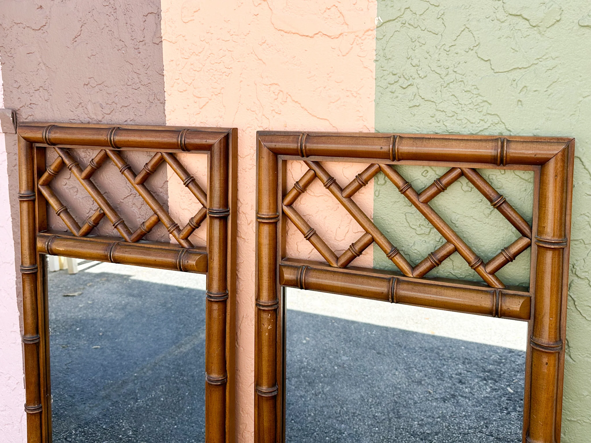 Pair of Faux Bamboo Chippendale Mirrors - Image 3