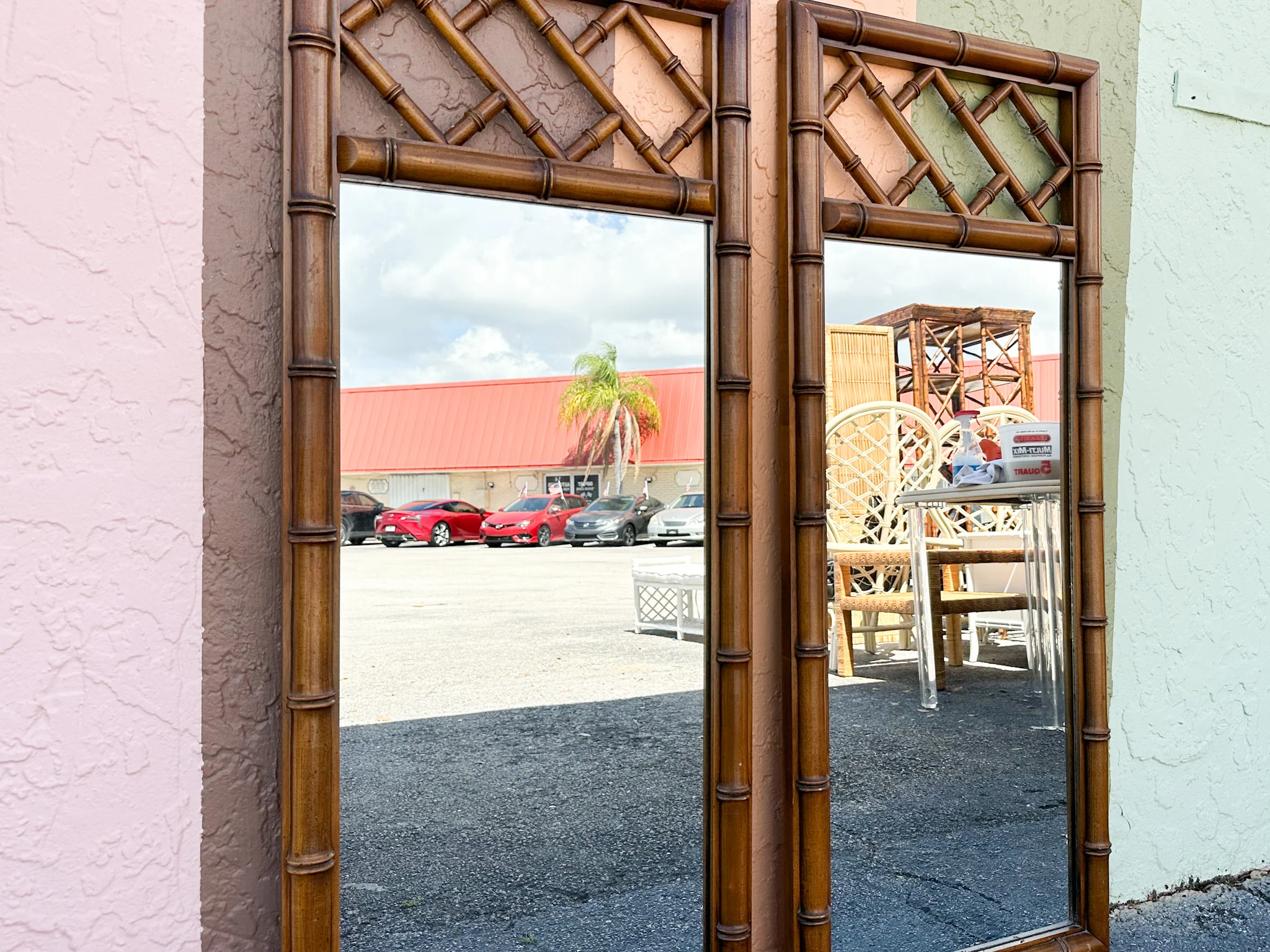Pair of Faux Bamboo Chippendale Mirrors - Image 6
