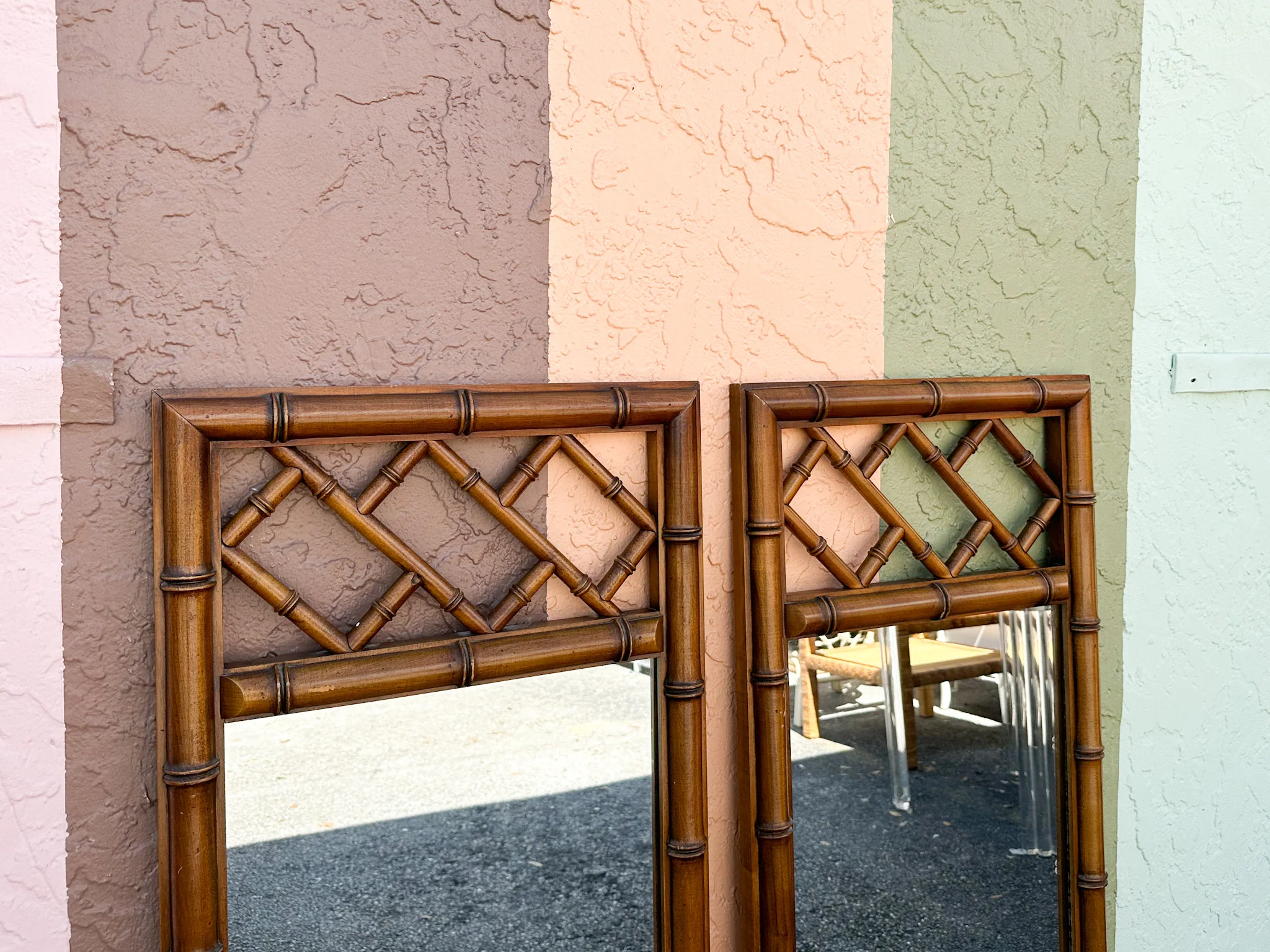 Pair of Faux Bamboo Chippendale Mirrors - Image 7