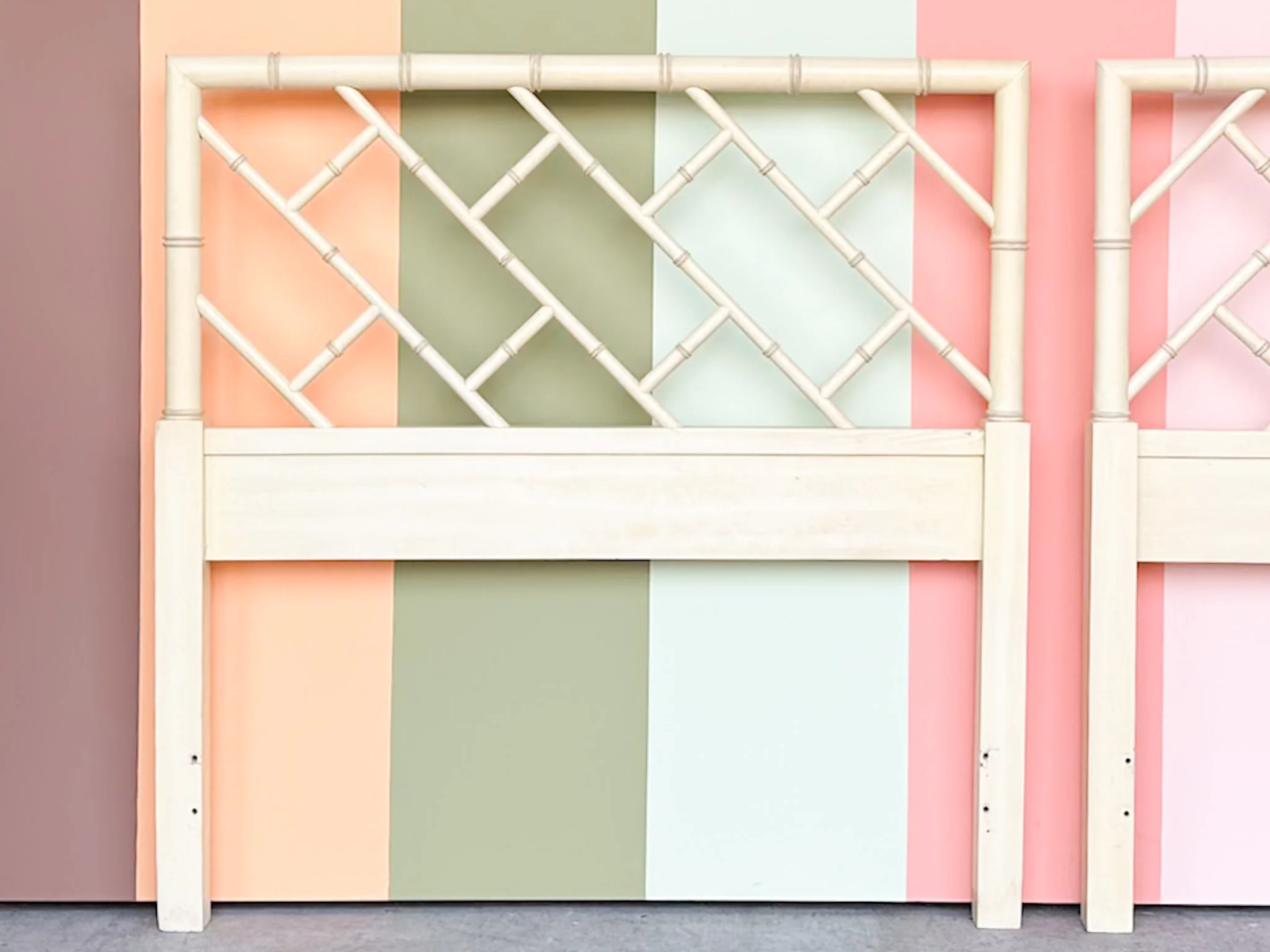 Pair of Chippendale Faux Bamboo Twin Headboards - Image 3