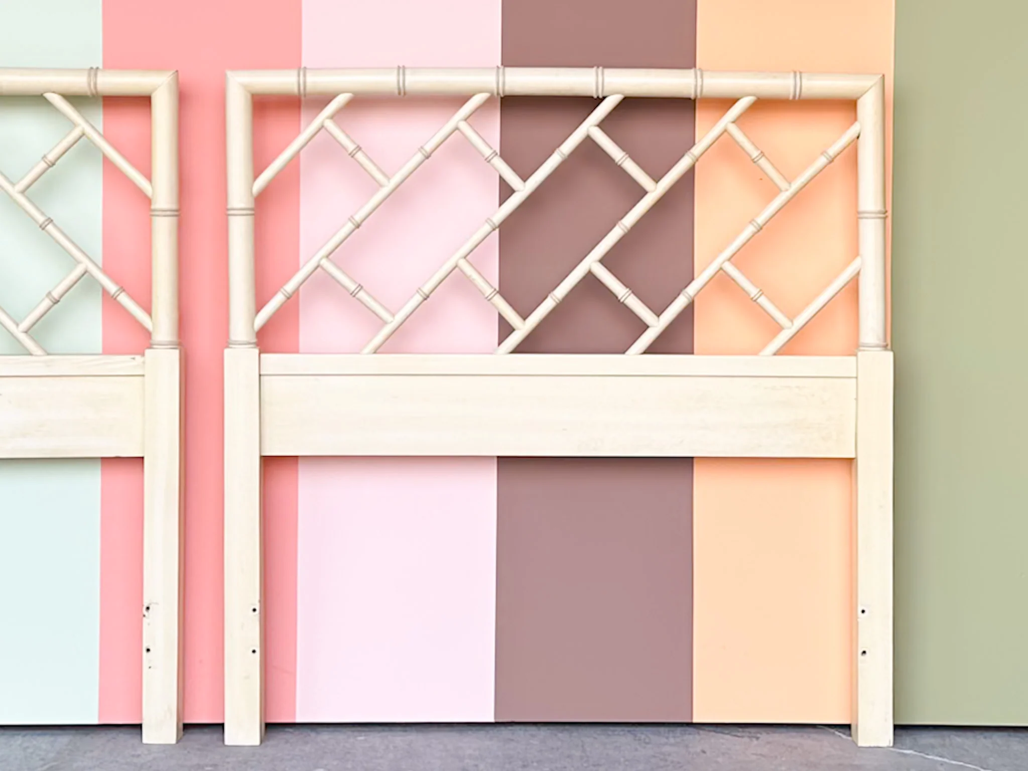Pair of Chippendale Faux Bamboo Twin Headboards - Image 4