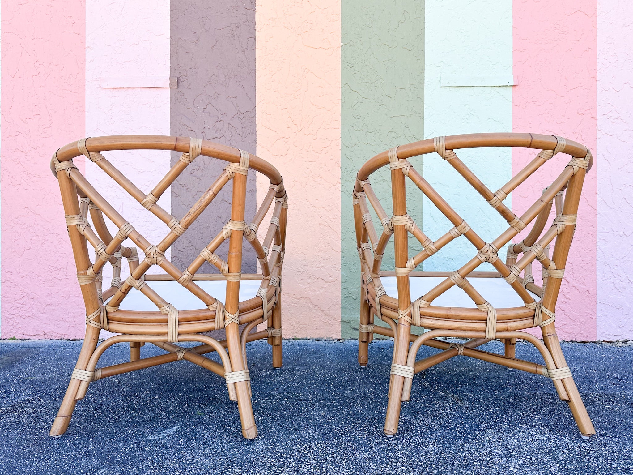Pair of Chippendale Rattan Lounge Chairs - Image 11