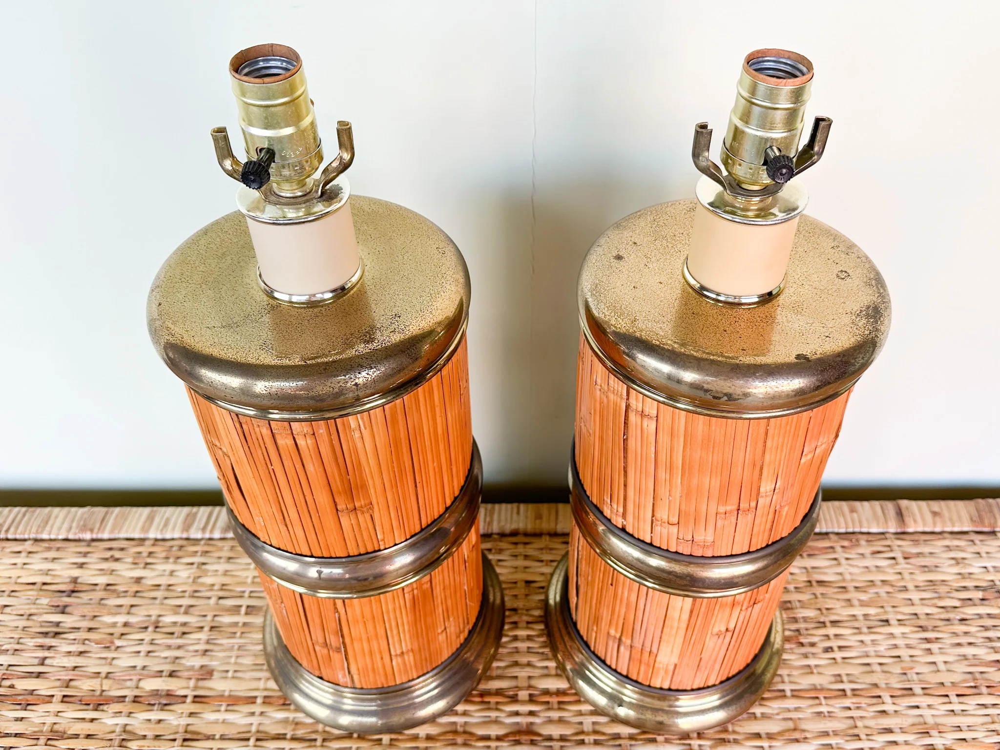 Pair of Coastal Chic Rattan Lamps - Image 9