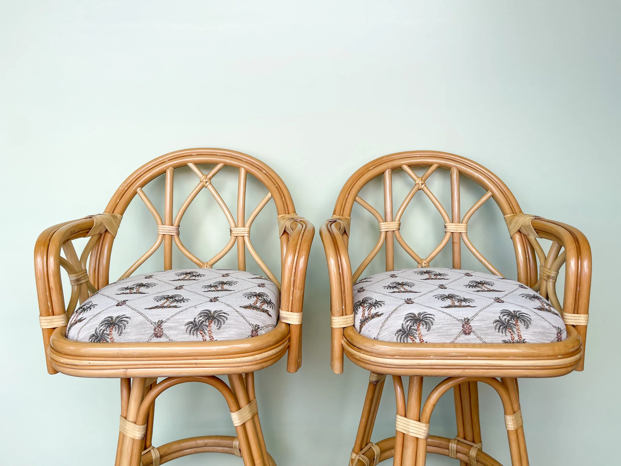 Pair of Coastal Rattan Bar Stools - Image 3