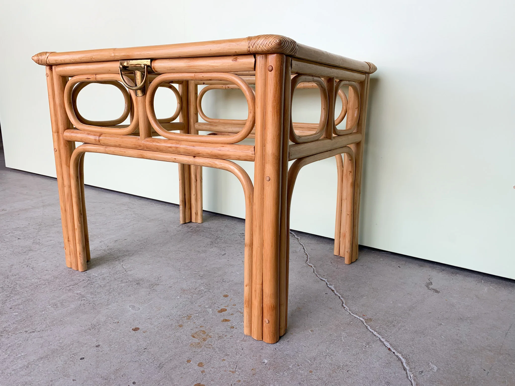 Pair of Coastal Rattan End Tables - Image 4