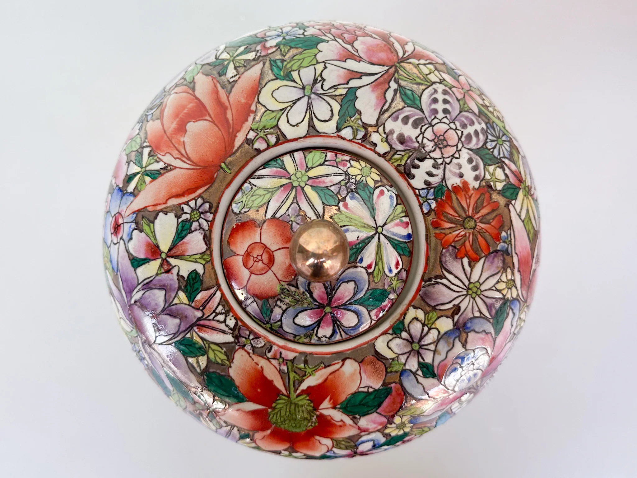 Pair of Colorful Floral Jars - Image 4