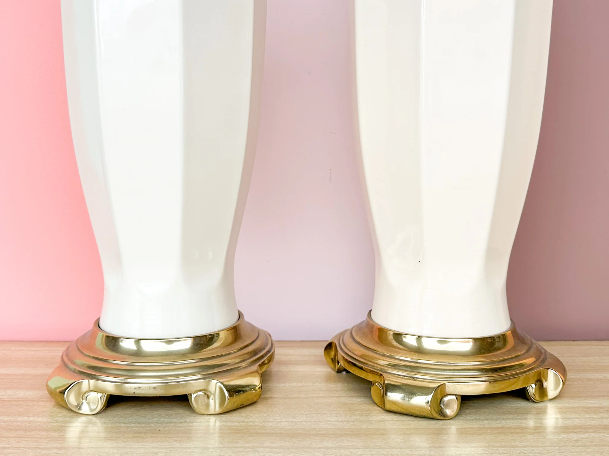 Pair of Cream and Gold Lamps - Image 5