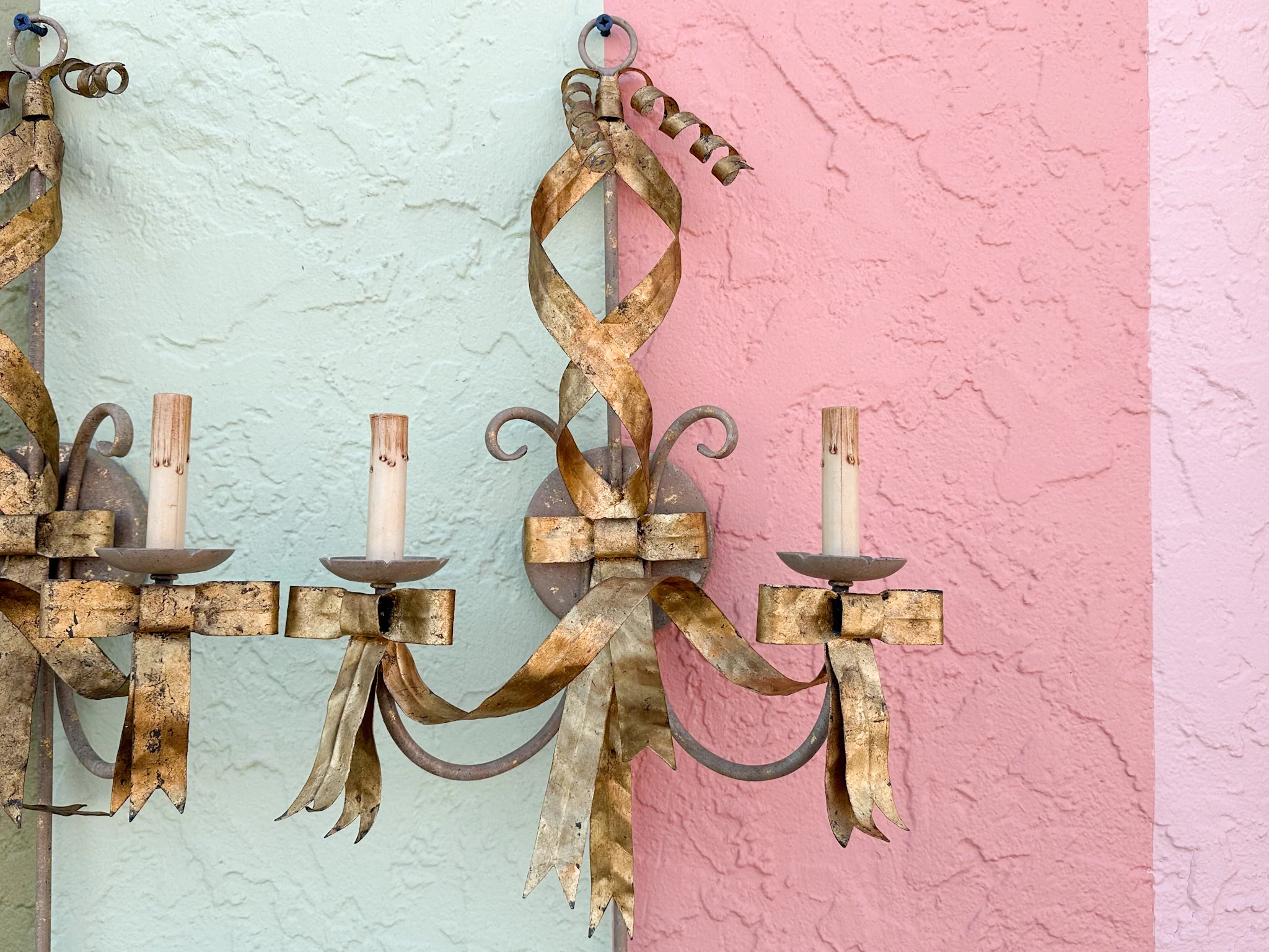 Pair of Currey and Company Regency Bow Wall Sconces - Image 3